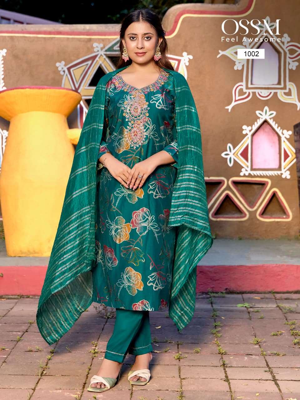OSSM MUSKAN VOL 9 FANCY FOIL PRINT WITH WORK LADIES KURTI COMBO SET 