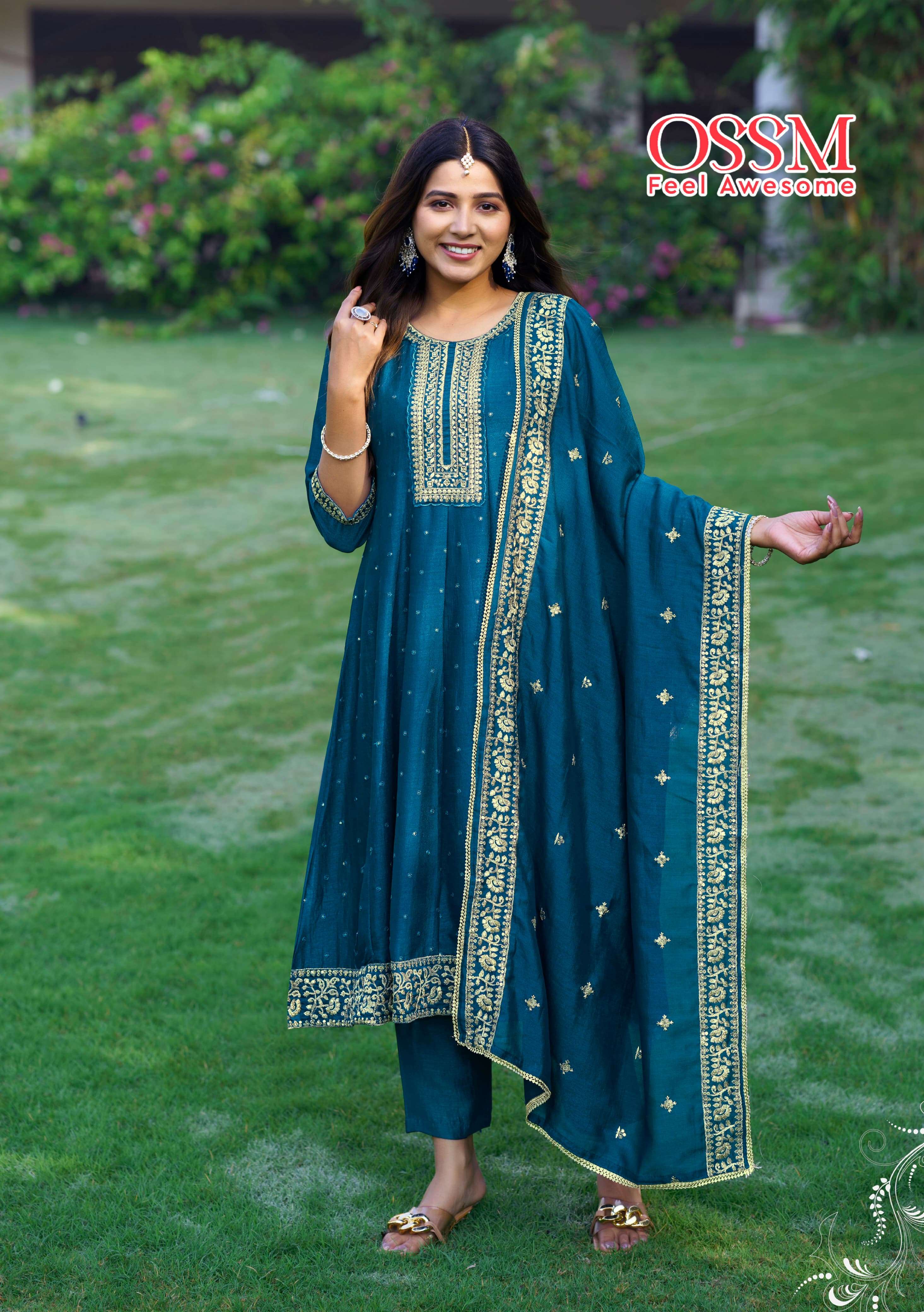 OSSM SHAYRA SILK DESIGNER FESTIVE WEAR LADIES SUIT