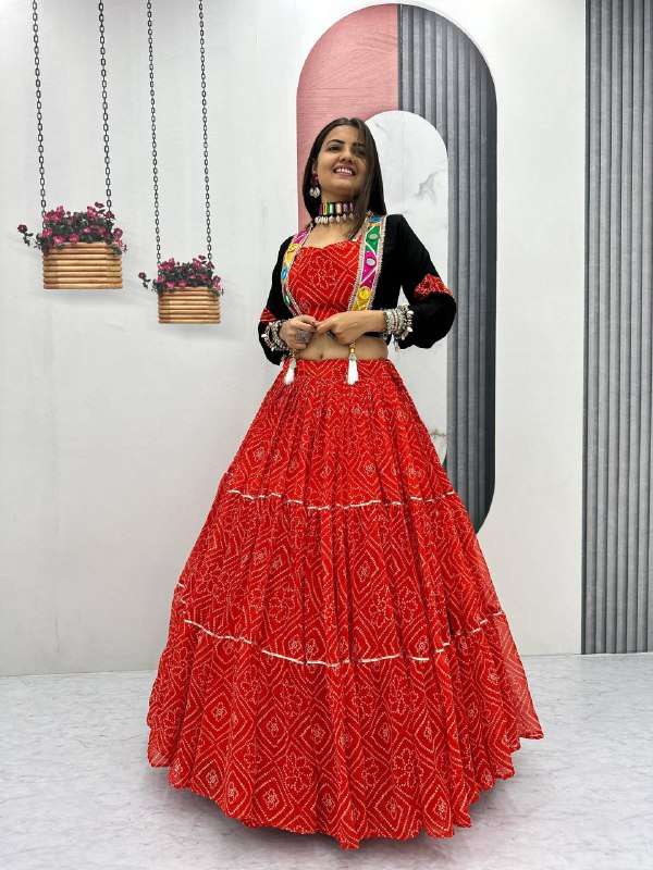 PC N 51 GEORGETTE DESIGNER NAVRATRI WEAR LEHENGA CHOLI WITH JACKET 