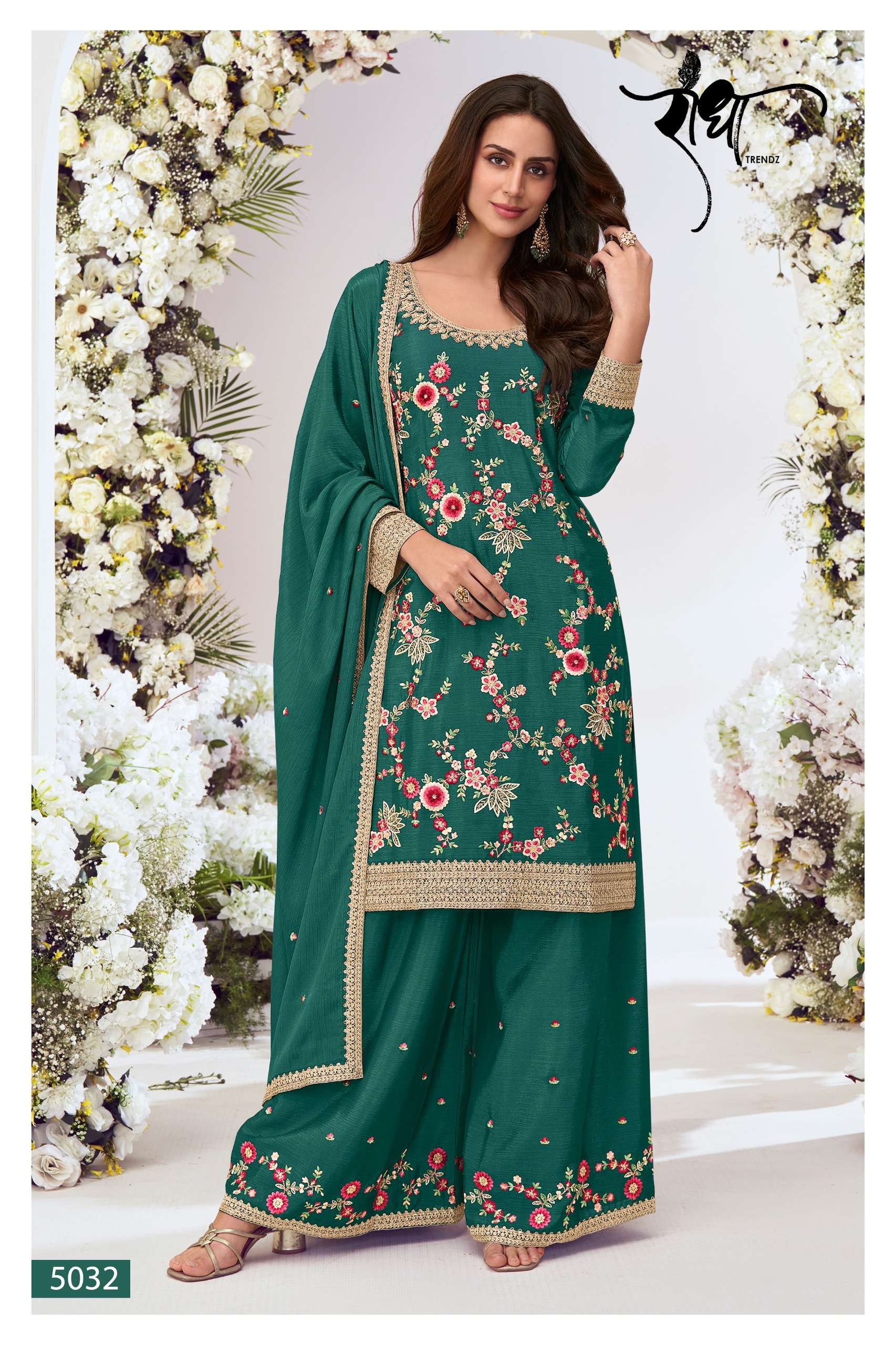RADHA TRENDZ SUHAGAN HEAVY EMBROIDERY DESIGNER READY MADE FESTIVE WEAR SUIT