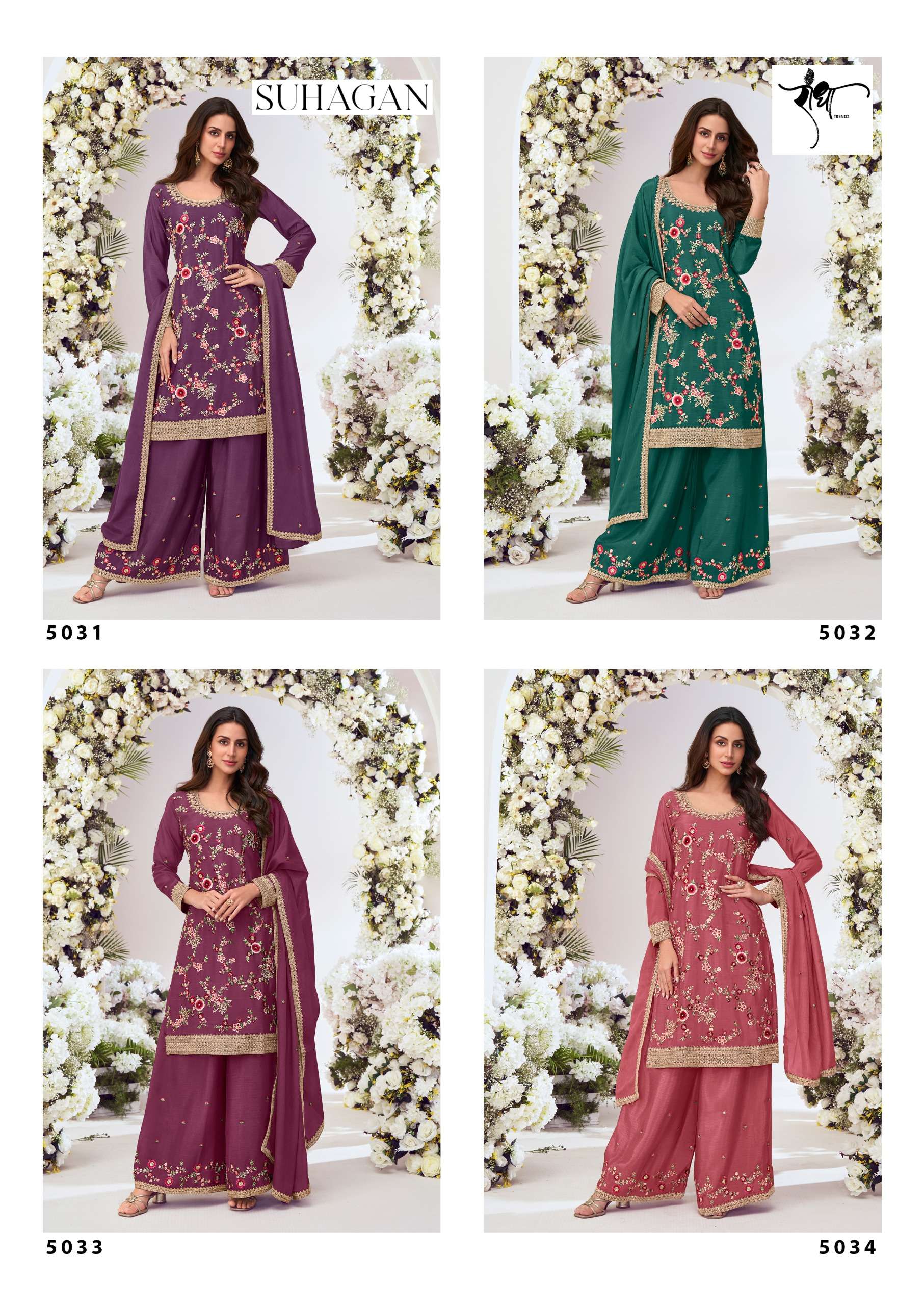 RADHA TRENDZ SUHAGAN HEAVY EMBROIDERY DESIGNER READY MADE FESTIVE WEAR SUIT