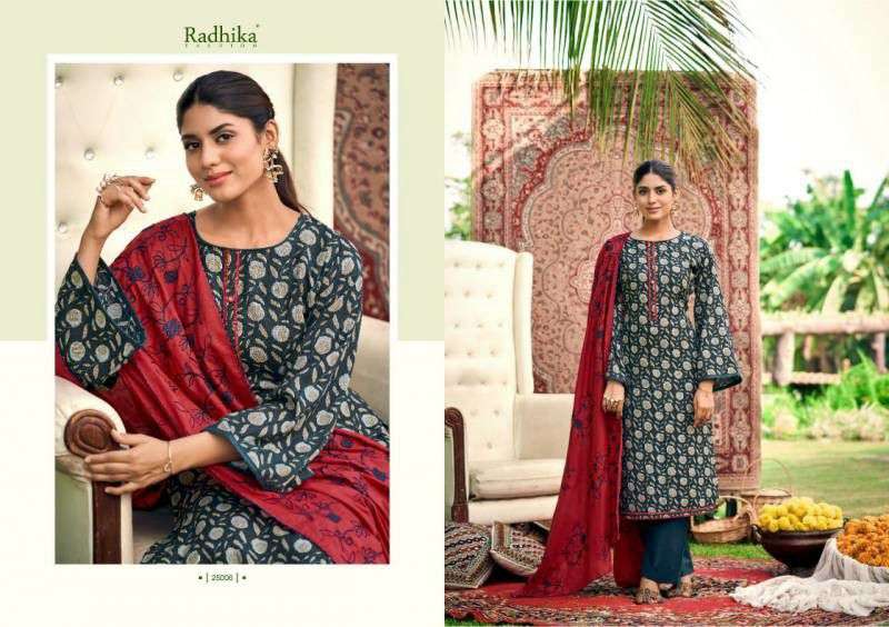 RADHIKA FASHION AZARA BLOSSOM VOL 9 COTTON PRINT WITH FANCY WORK SUIT