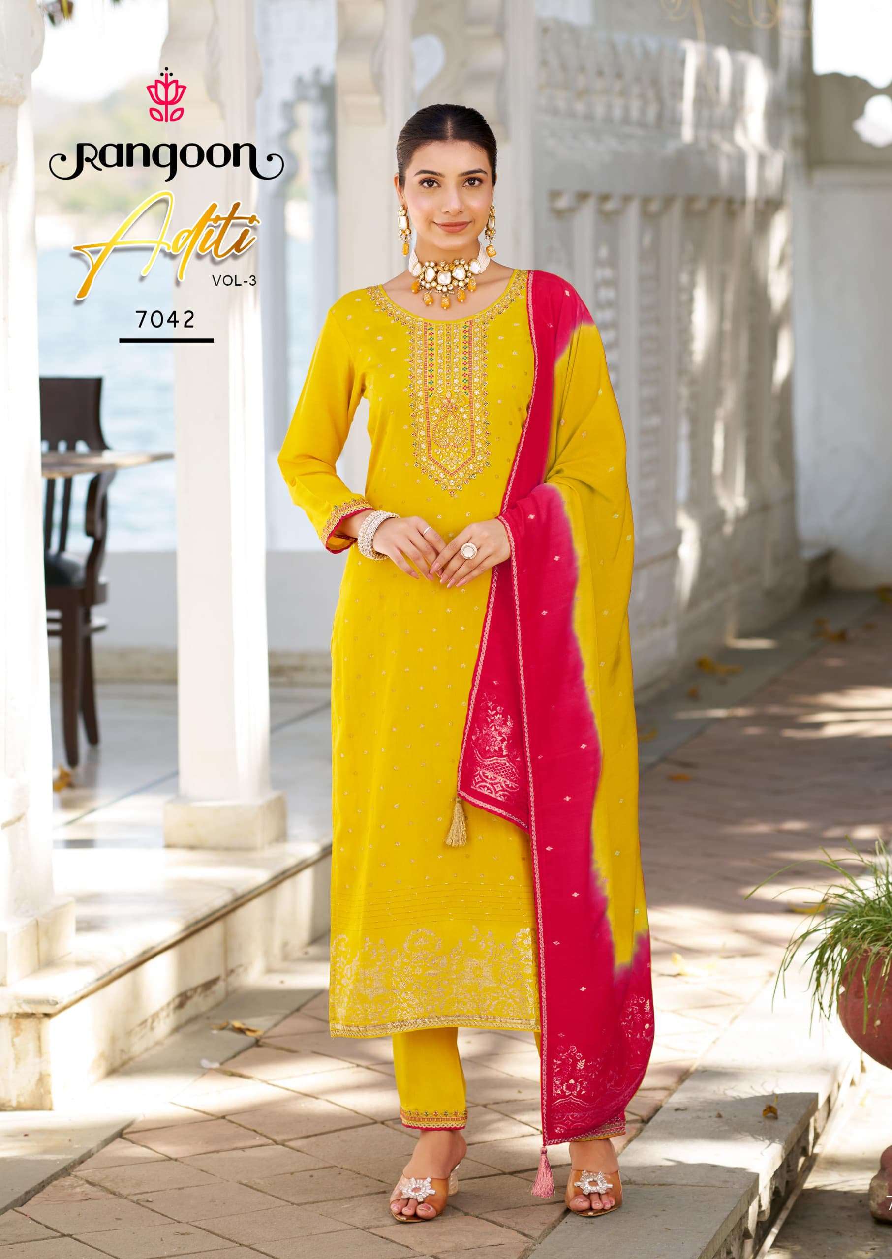 RANGOON ADITI VOL 3 VISCOSE JACQUARD DESIGNER WORK LADIES SUIT