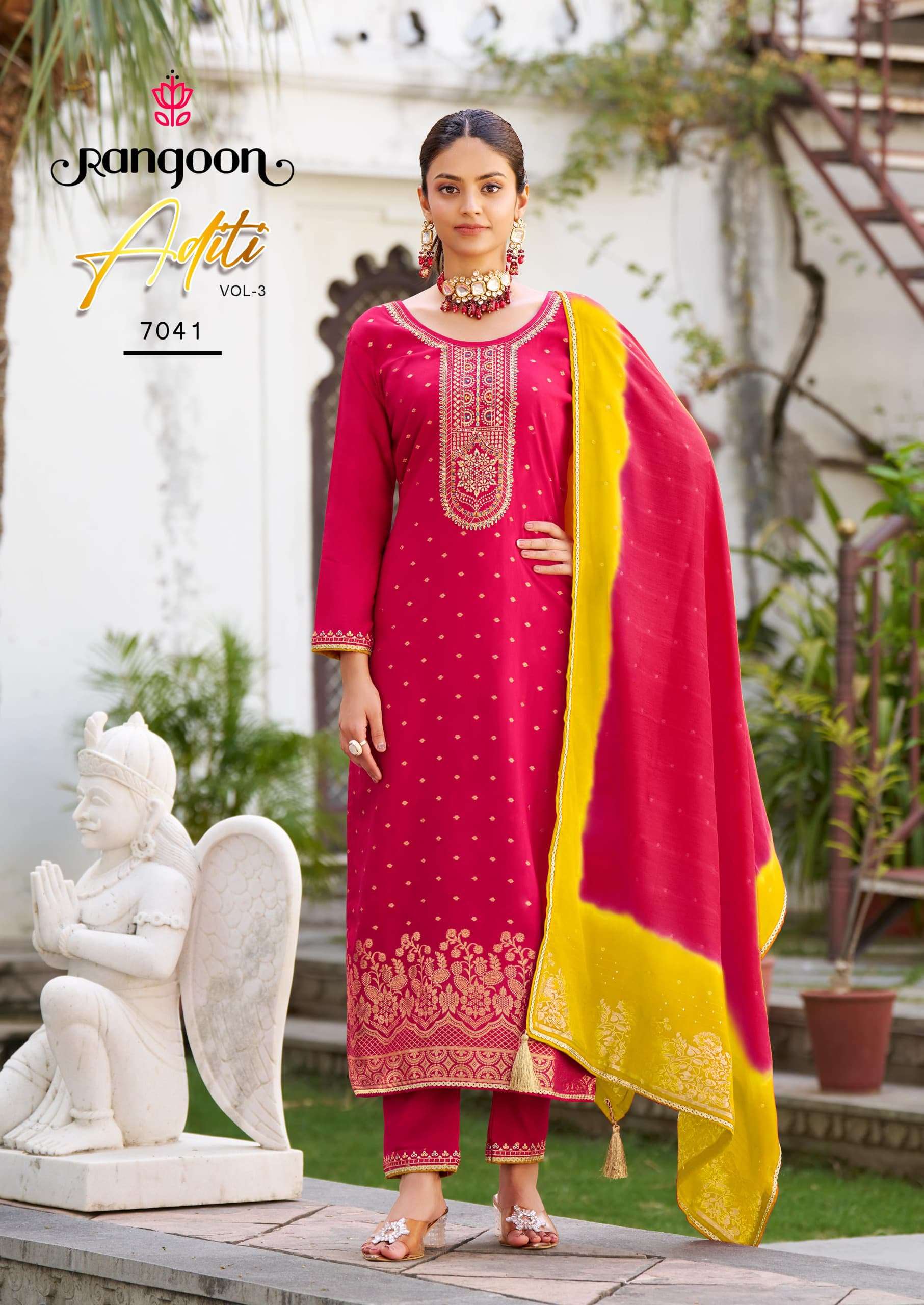 RANGOON ADITI VOL 3 VISCOSE JACQUARD DESIGNER WORK LADIES SUIT