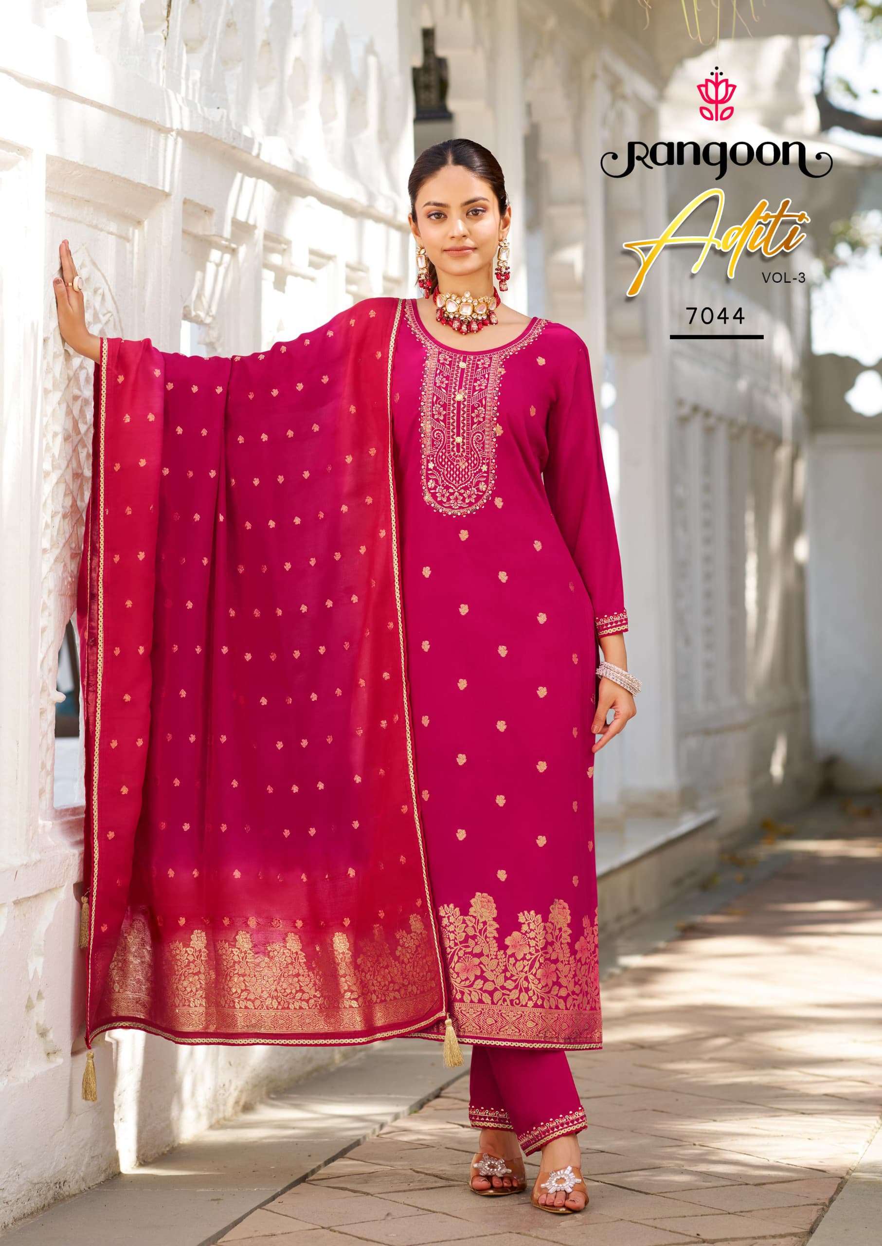 RANGOON ADITI VOL 3 VISCOSE JACQUARD DESIGNER WORK LADIES SUIT