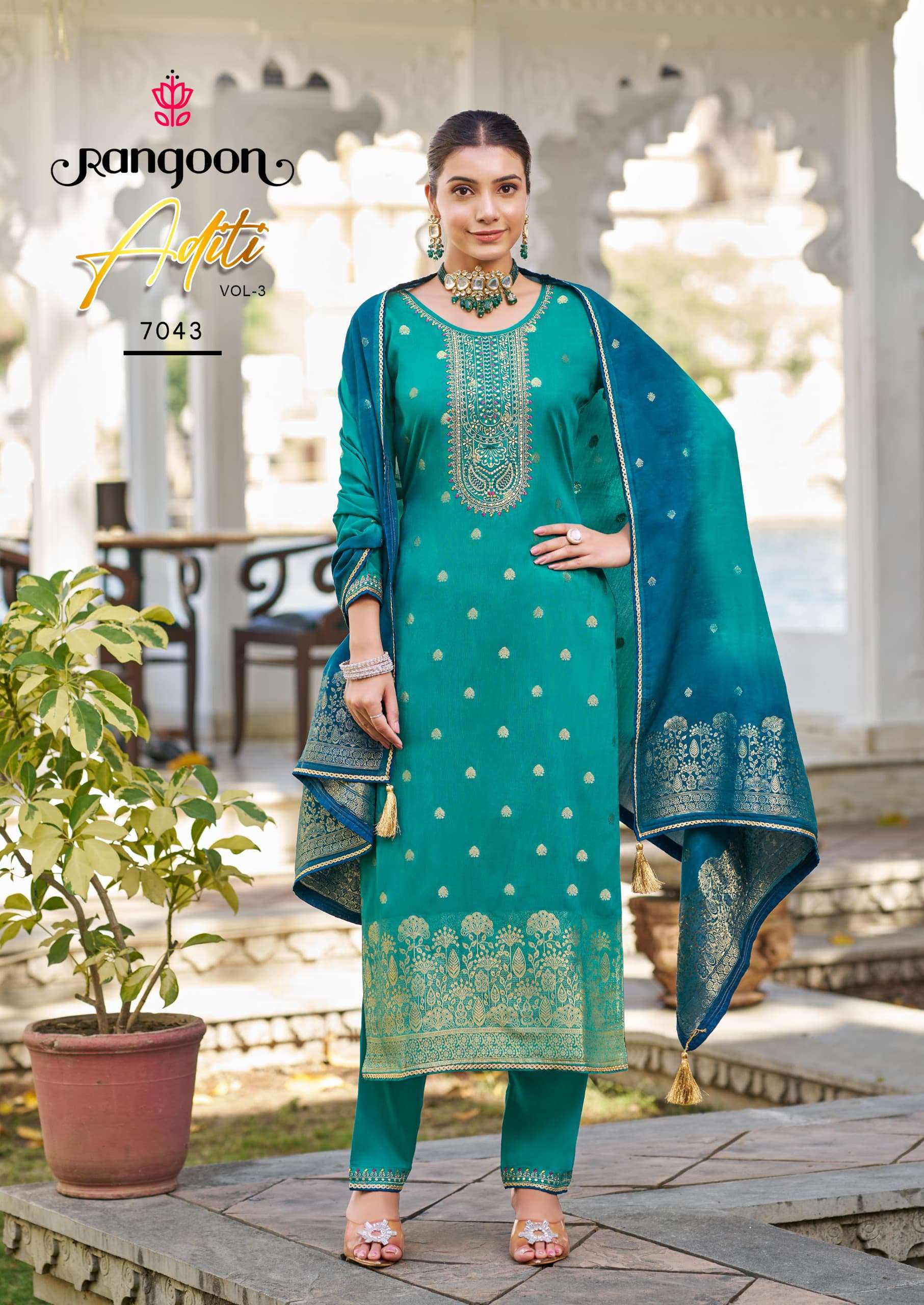 RANGOON ADITI VOL 3 VISCOSE JACQUARD DESIGNER WORK LADIES SUIT