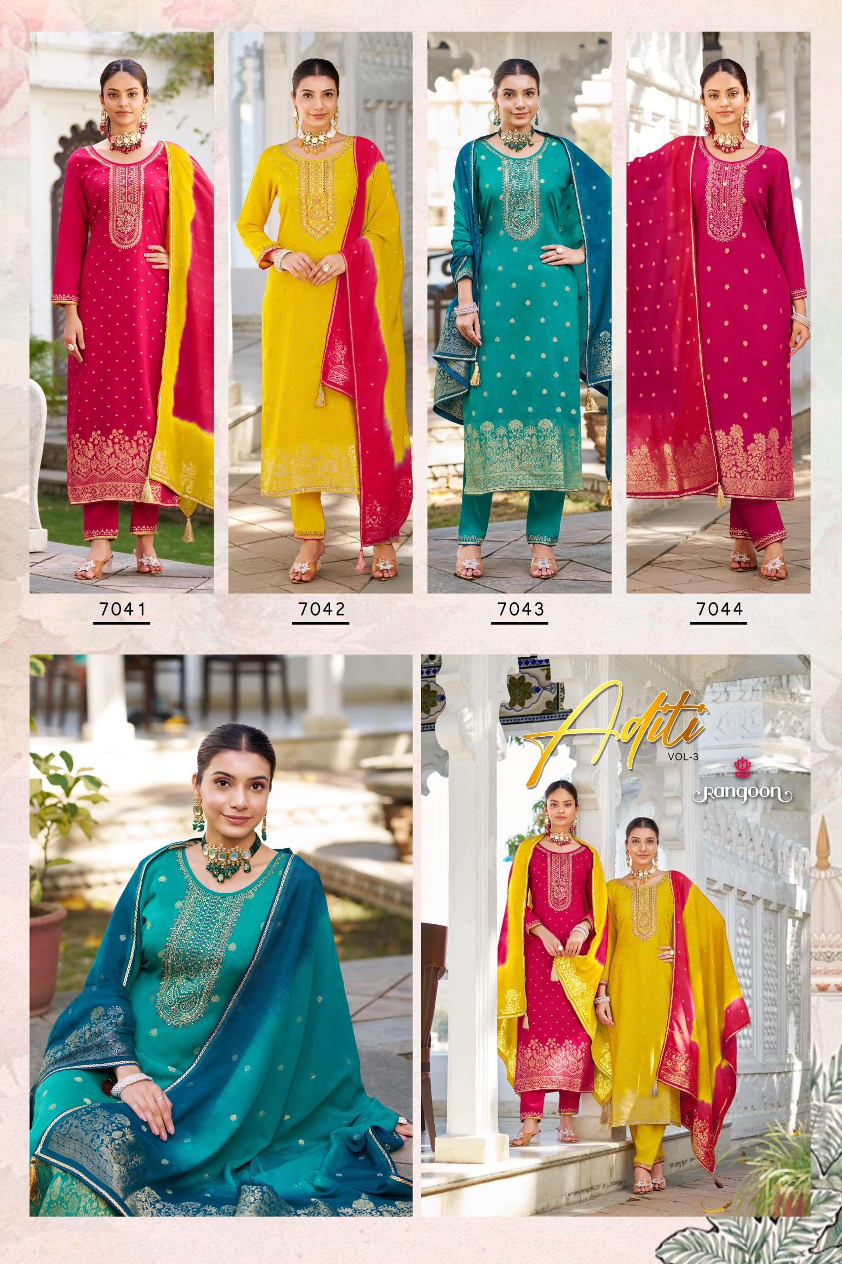 RANGOON ADITI VOL 3 VISCOSE JACQUARD DESIGNER WORK LADIES SUIT