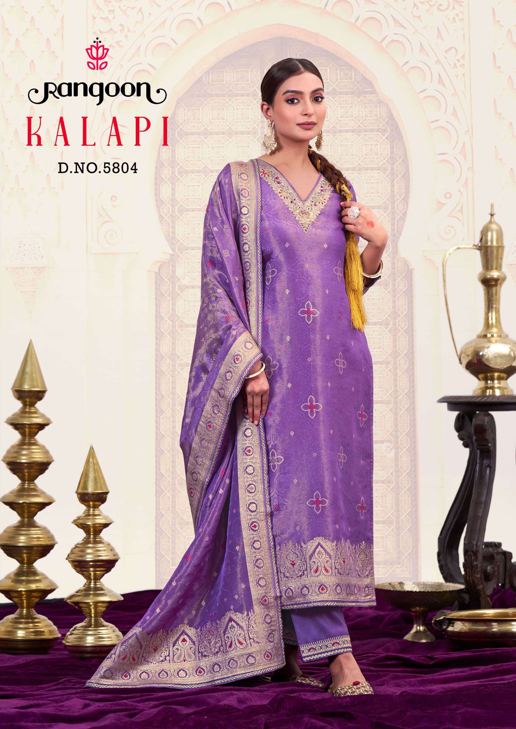 RANGOON KALAPI JACQUARD DESIGNER WORK READY MADE LADIES SUIT