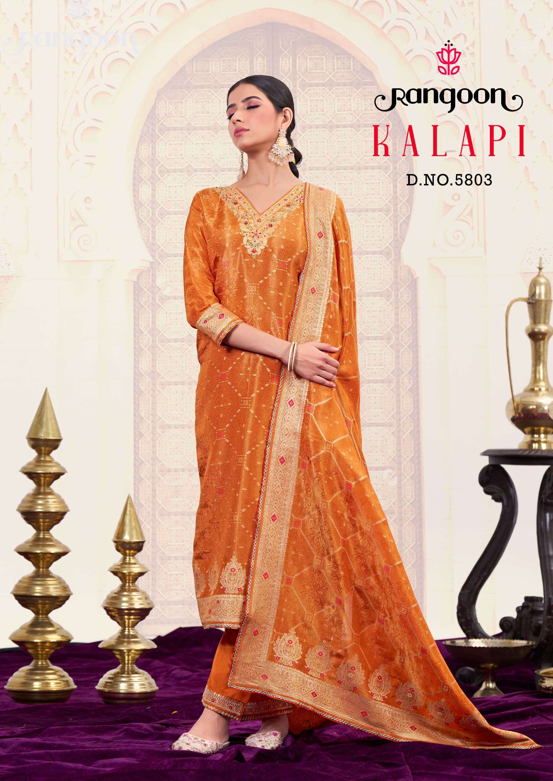 RANGOON KALAPI JACQUARD DESIGNER WORK READY MADE LADIES SUIT