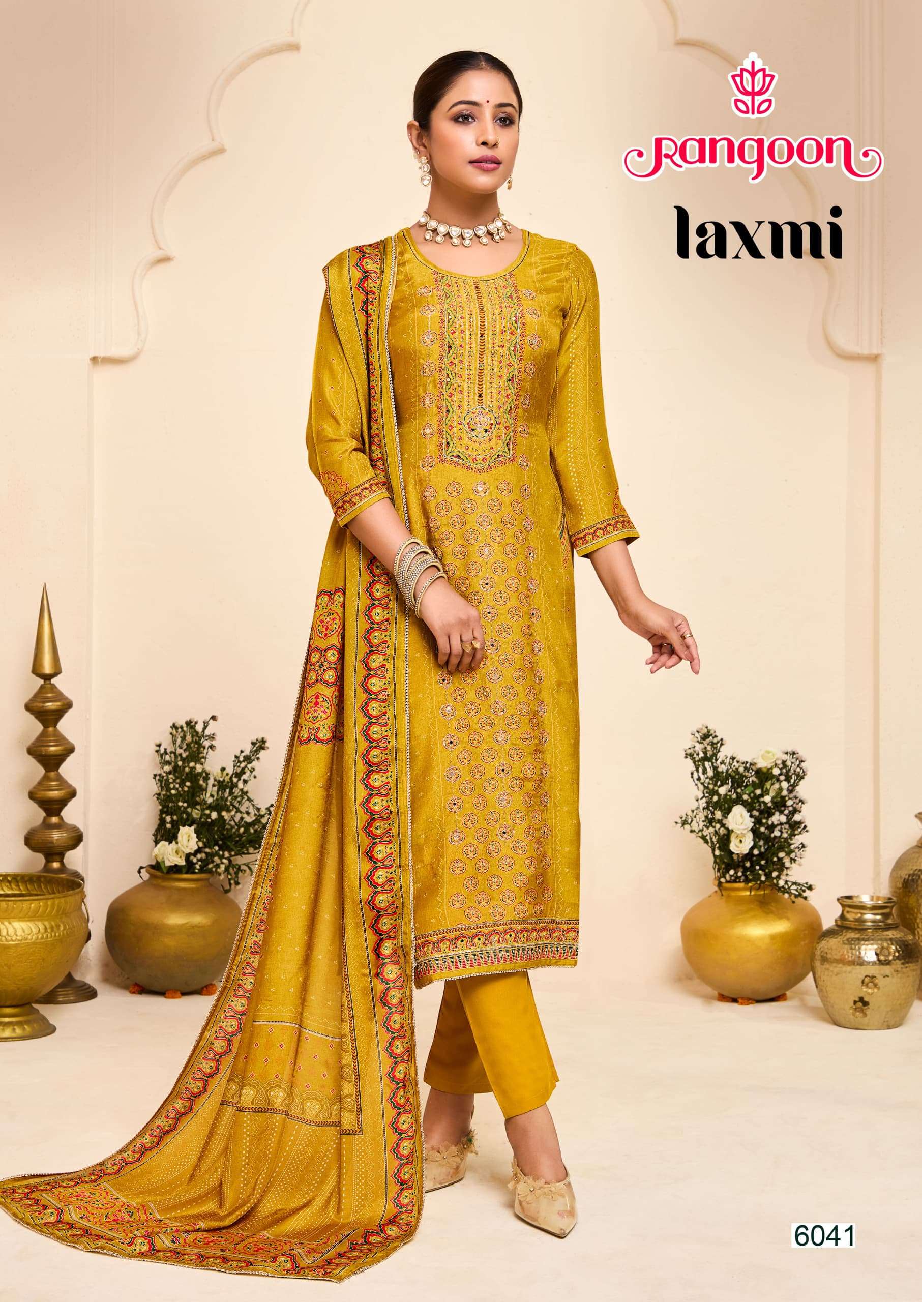 RANGOON LAXMI MUSLIN DESIGNER WORK READY MADE LADIES SUIT