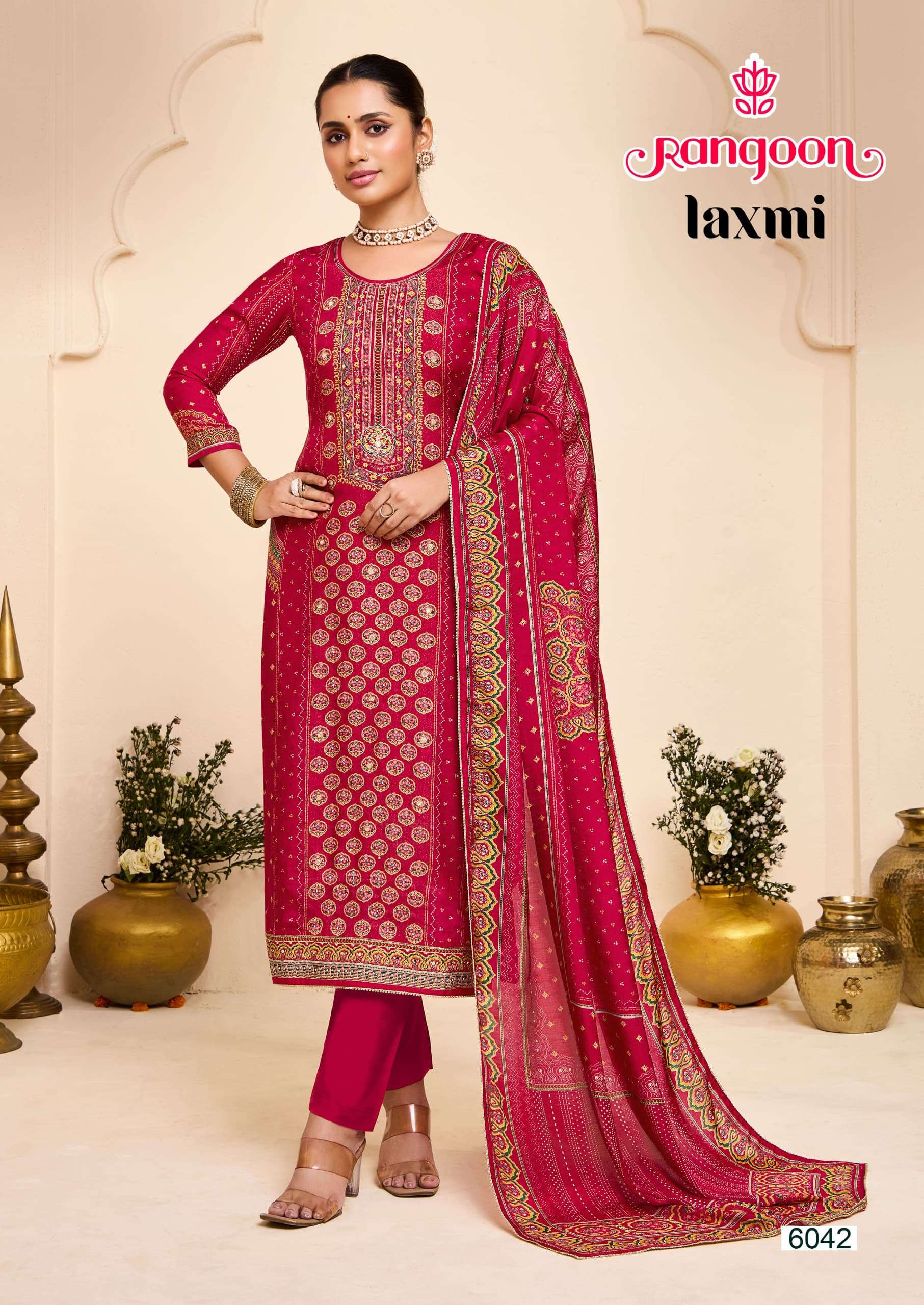 RANGOON LAXMI MUSLIN DESIGNER WORK READY MADE LADIES SUIT