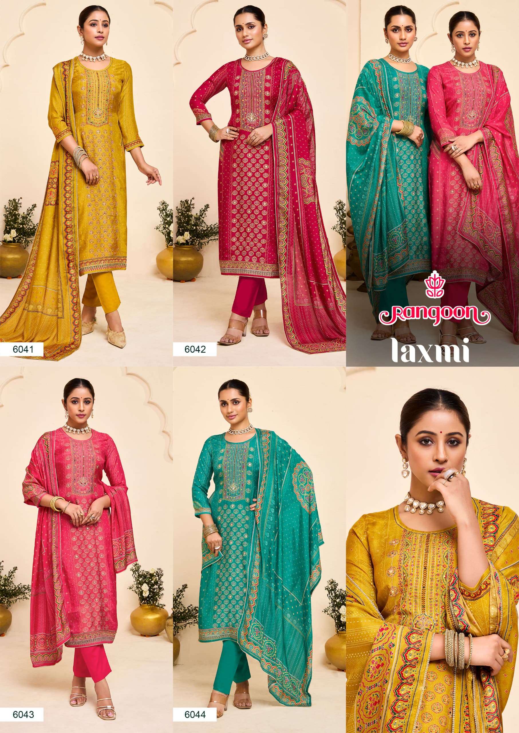 RANGOON LAXMI MUSLIN DESIGNER WORK READY MADE LADIES SUIT