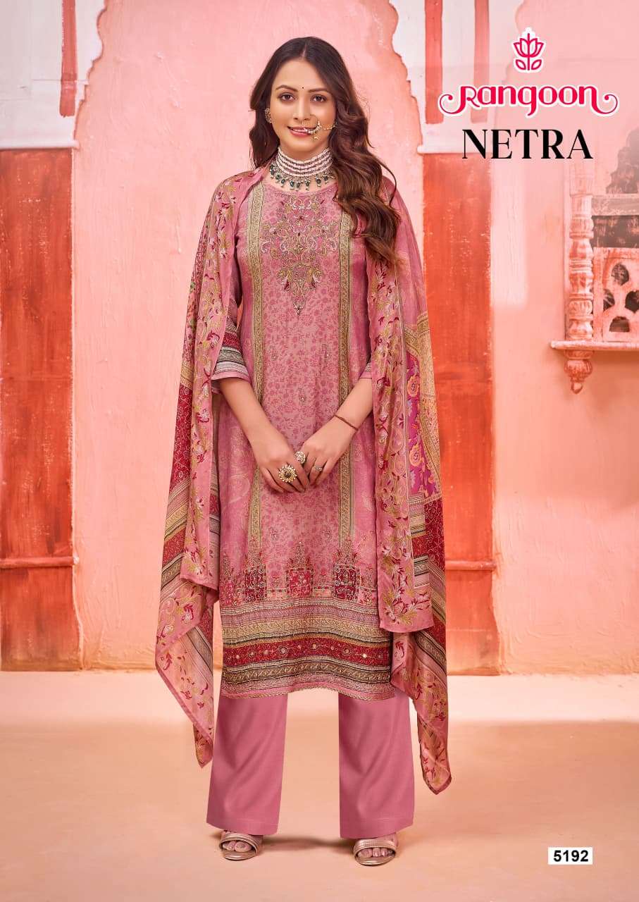 RANGOON NETRA MUSLIN DIGITAL PRINT WITH FANCY WORK READY MADE SUIT