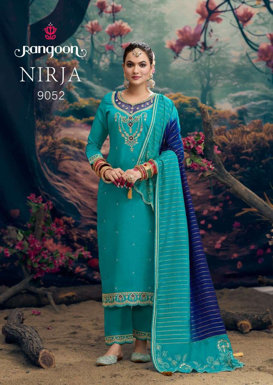 RANGOON NIRJA SILK FANCY EMBROIDERY WORKS LADIES KURTI COMBO SET 