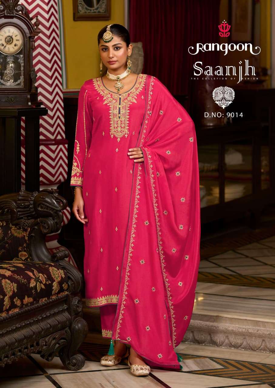 RANGOON SAANJH EMBROIDERY DESIGNER WORK READY MADE LADIES SUITS 