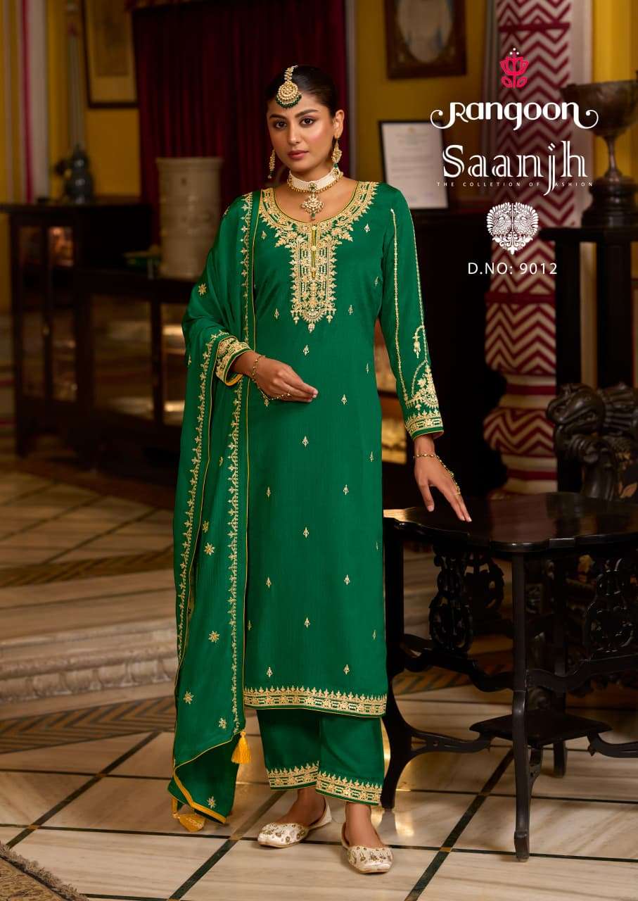 RANGOON SAANJH EMBROIDERY DESIGNER WORK READY MADE LADIES SUITS 