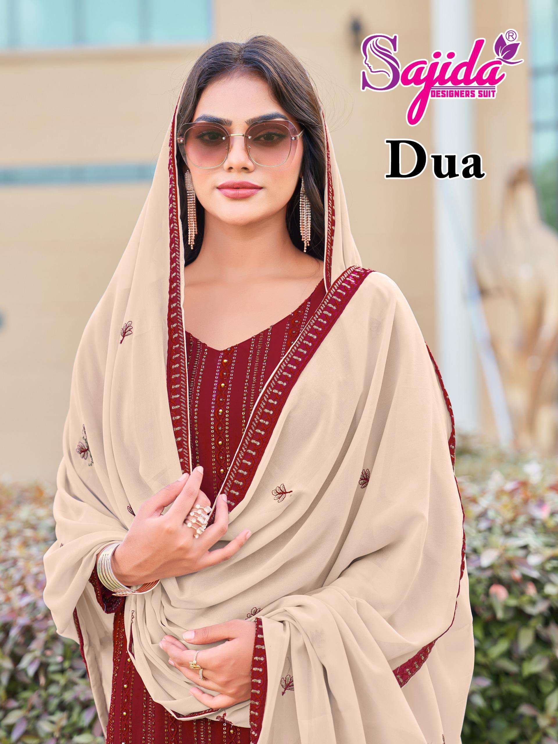 SAJIDA DESIGNER DESIGN NO - 1069-1070-1071 GEORGETTE HEAVY EMBROIDERED KHATLI WORK PAKISTANI SUIT 