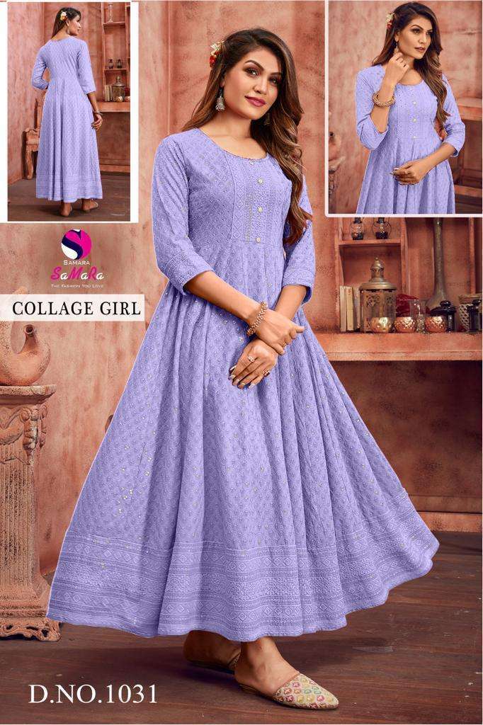 SAMARA COLLEGE GIRL RAYON WITH SHIFFLI WORK LADIES GOWN 