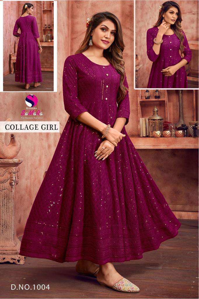 SAMARA COLLEGE GIRL RAYON WITH SHIFFLI WORK LADIES GOWN 