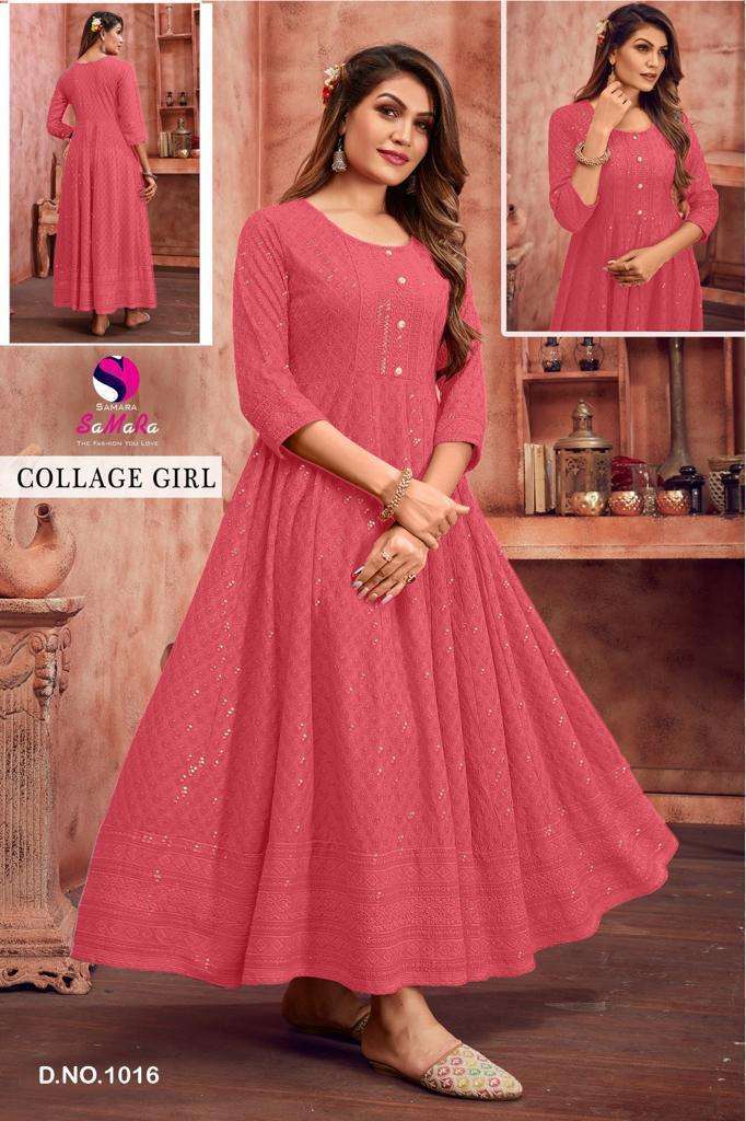 SAMARA COLLEGE GIRL RAYON WITH SHIFFLI WORK LADIES GOWN 