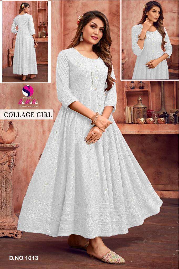 SAMARA COLLEGE GIRL RAYON WITH SHIFFLI WORK LADIES GOWN 
