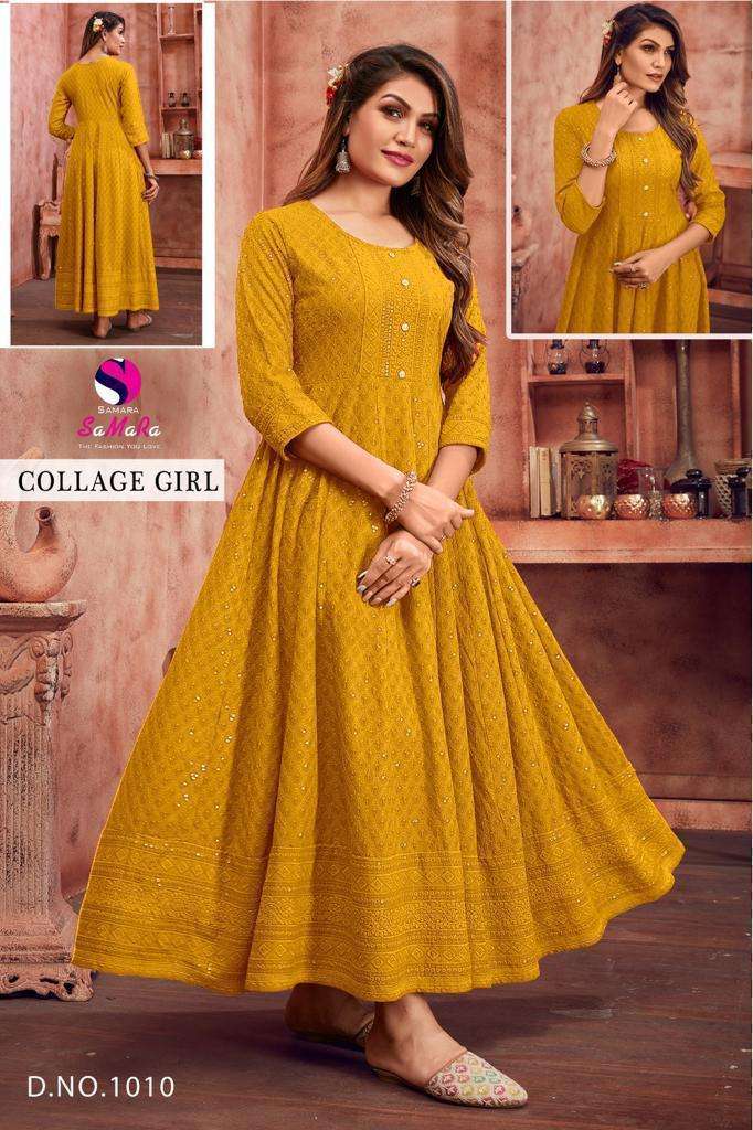 SAMARA COLLEGE GIRL RAYON WITH SHIFFLI WORK LADIES GOWN 