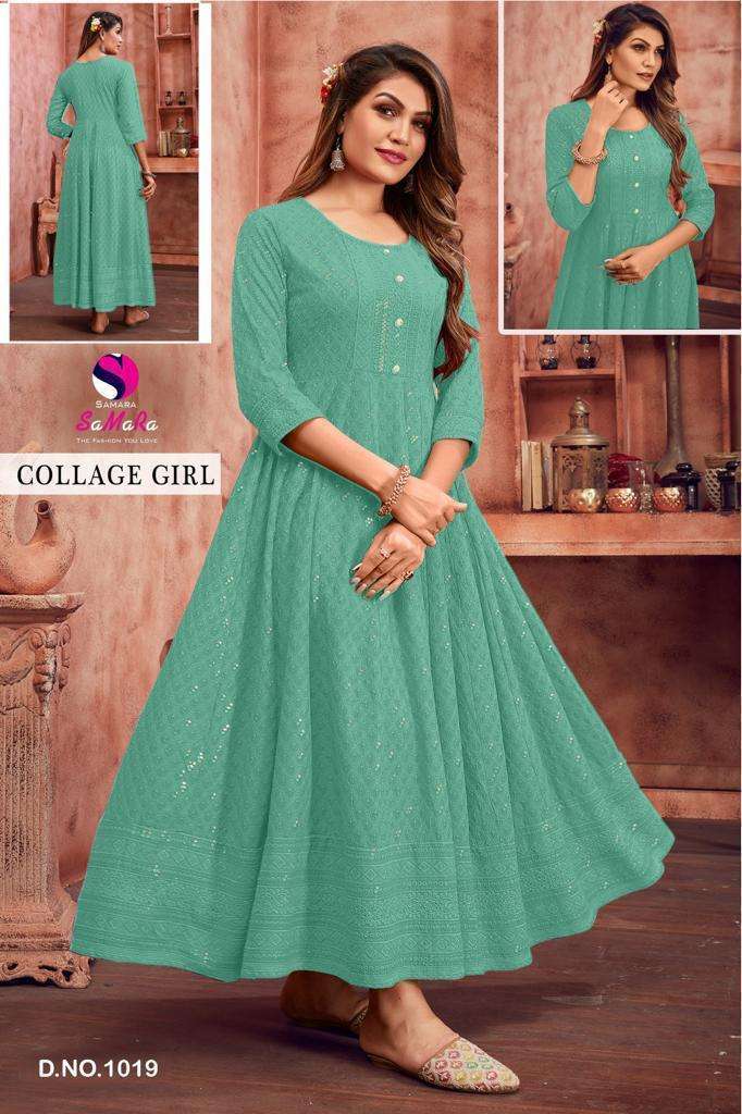 SAMARA COLLEGE GIRL RAYON WITH SHIFFLI WORK LADIES GOWN 