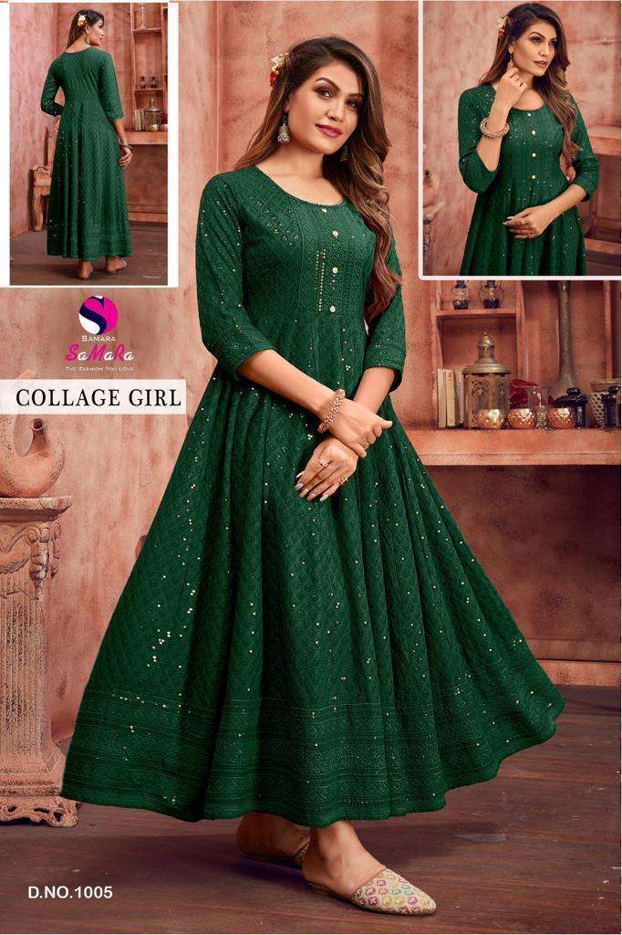 SAMARA COLLEGE GIRL RAYON WITH SHIFFLI WORK LADIES GOWN 