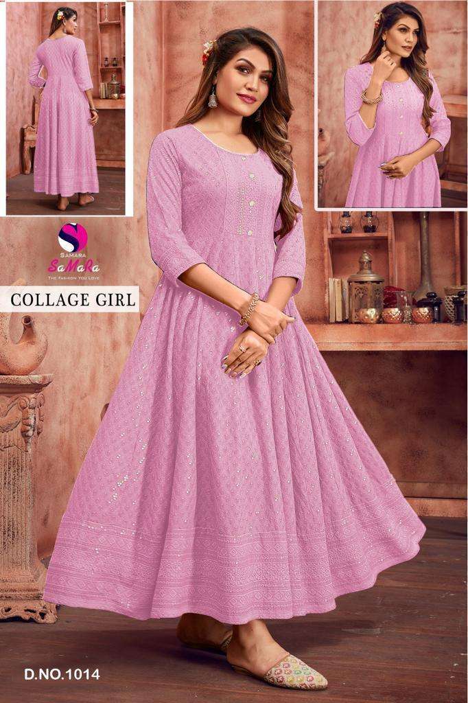 SAMARA COLLEGE GIRL RAYON WITH SHIFFLI WORK LADIES GOWN 
