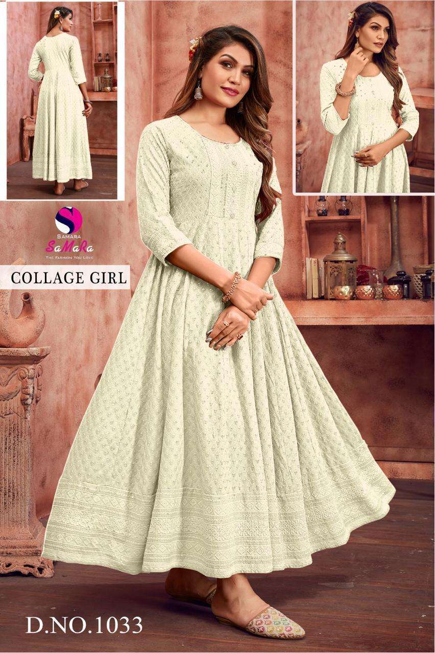 SAMARA COLLEGE GIRL RAYON WITH SHIFFLI WORK LADIES GOWN 