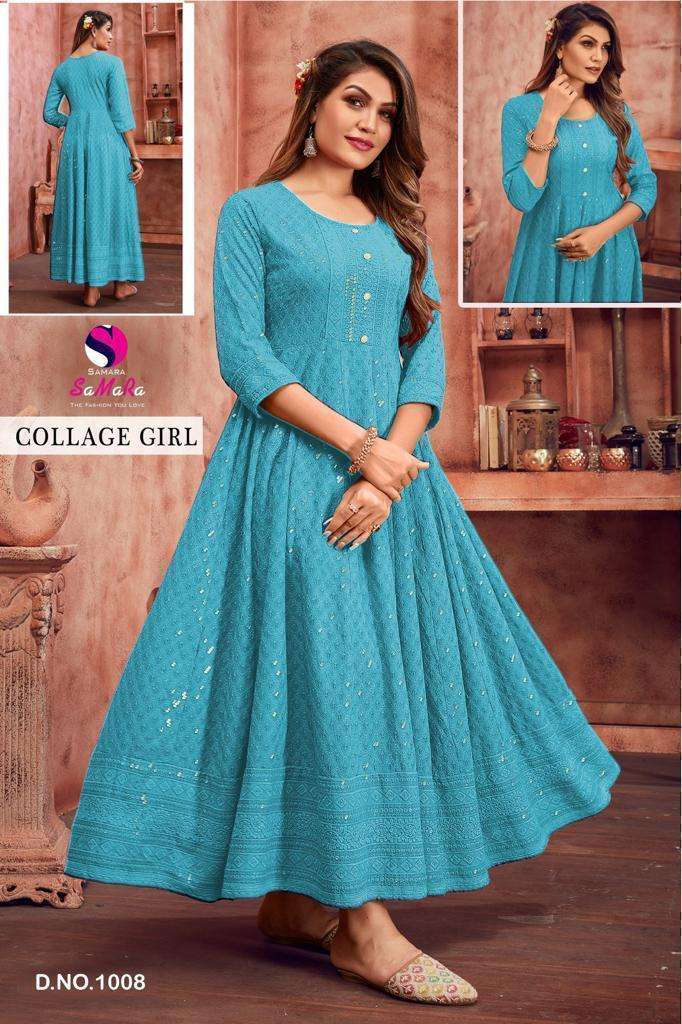 SAMARA COLLEGE GIRL RAYON WITH SHIFFLI WORK LADIES GOWN 
