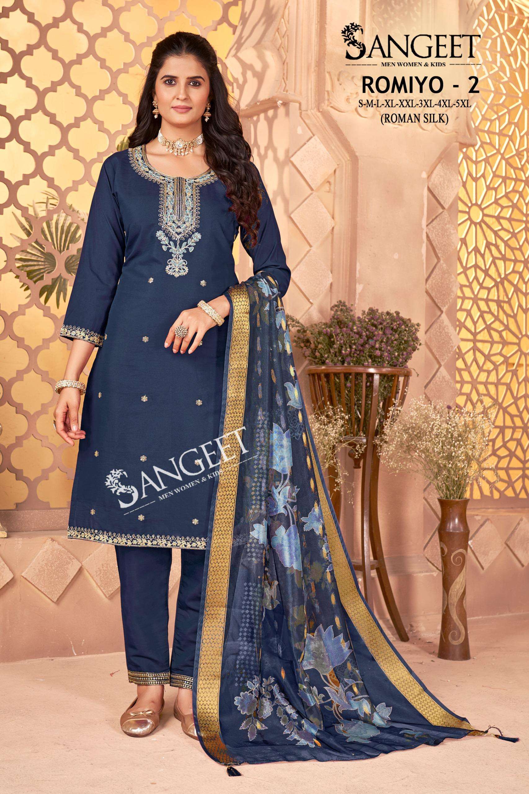 SANGEET ROMIYO VOL 2 SILK EMBROIDERIES WORK KURTI COMBO SET 