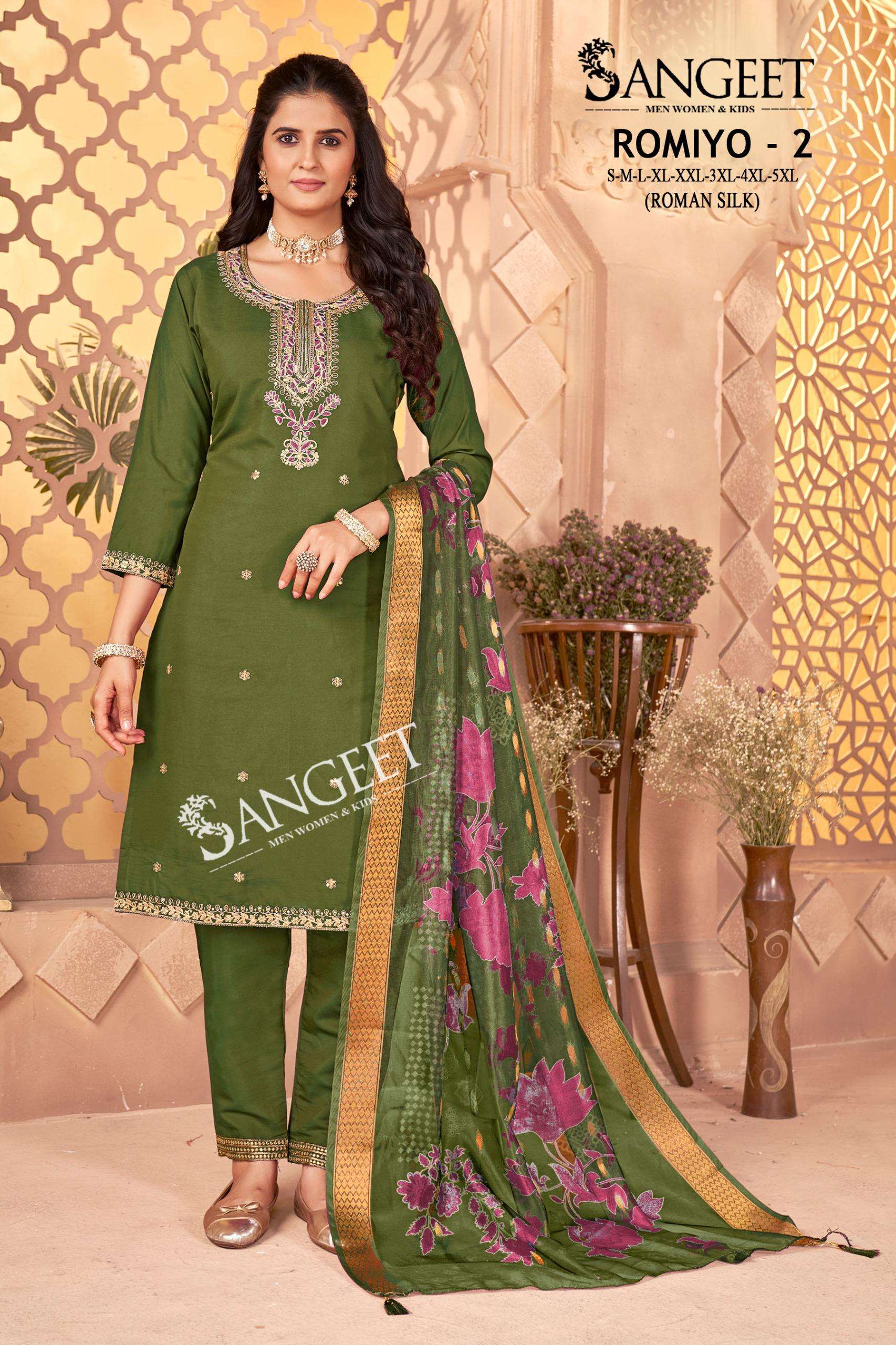 SANGEET ROMIYO VOL 2 SILK EMBROIDERIES WORK KURTI COMBO SET 
