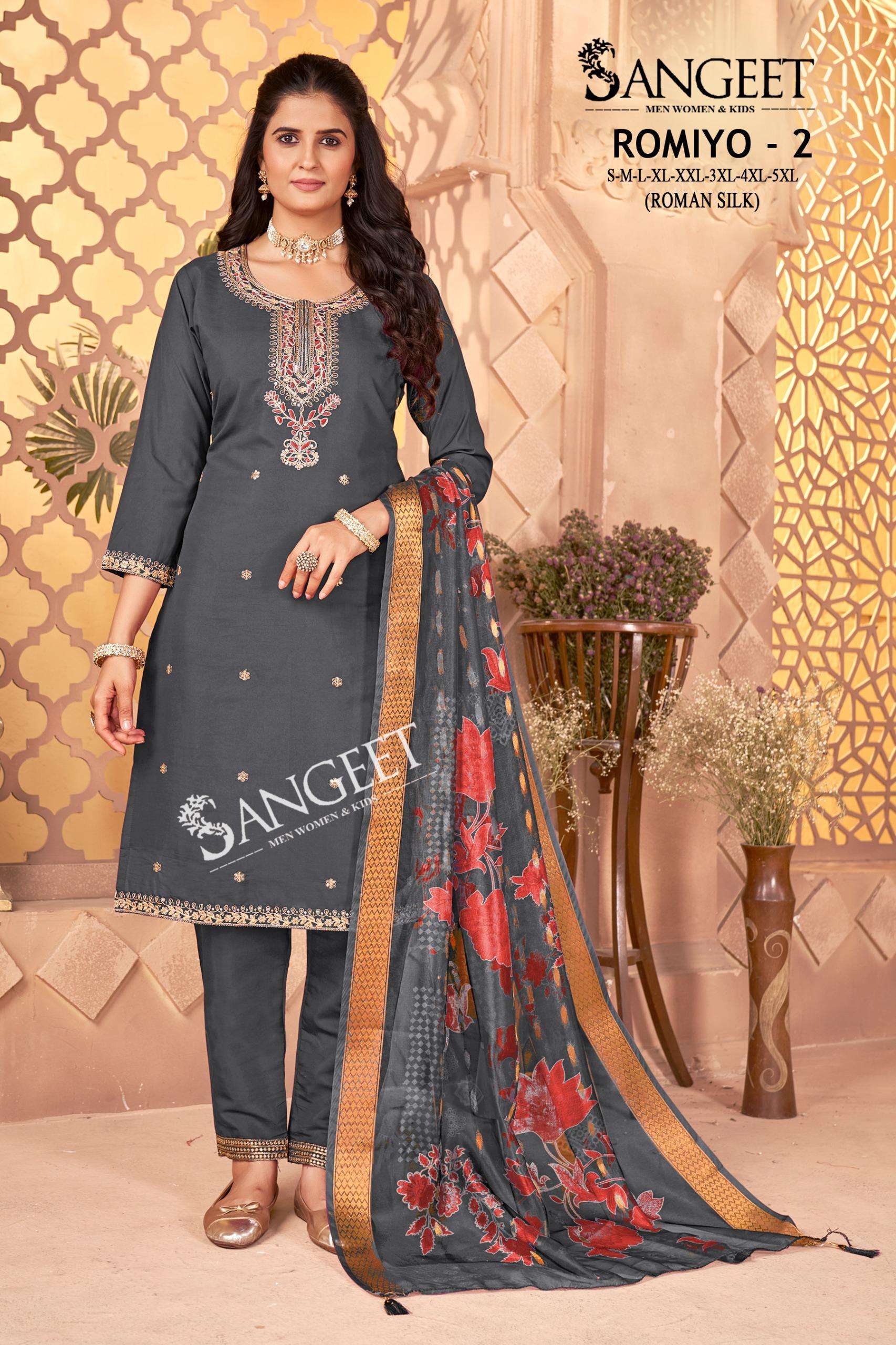 SANGEET ROMIYO VOL 2 SILK EMBROIDERIES WORK KURTI COMBO SET 