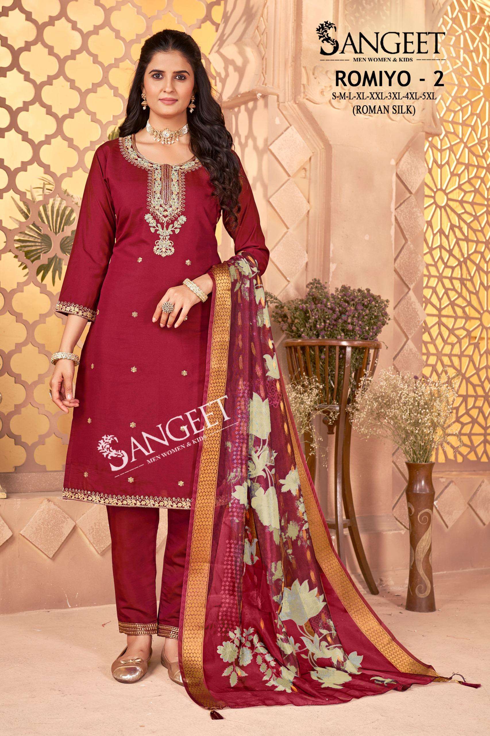 SANGEET ROMIYO VOL 2 SILK EMBROIDERIES WORK KURTI COMBO SET 