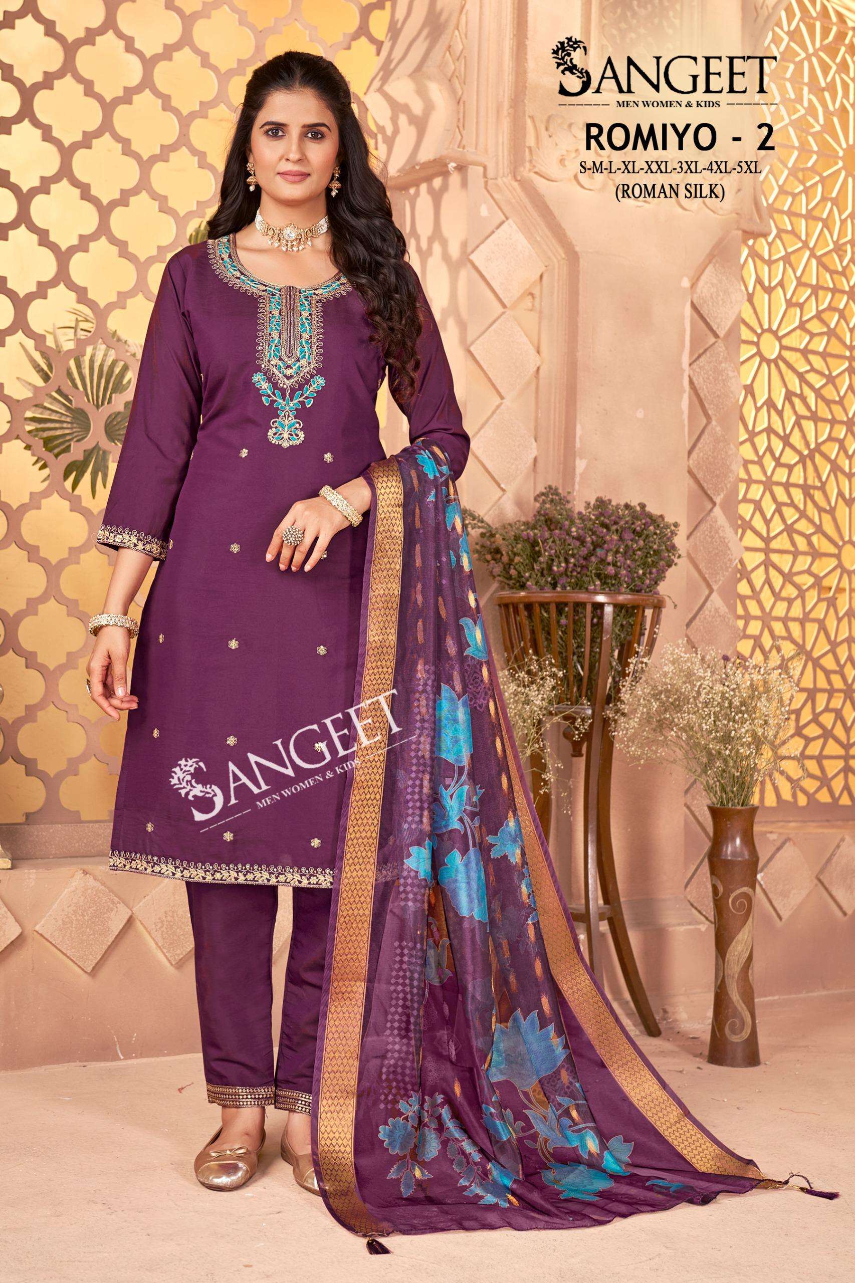 SANGEET ROMIYO VOL 2 SILK EMBROIDERIES WORK KURTI COMBO SET 