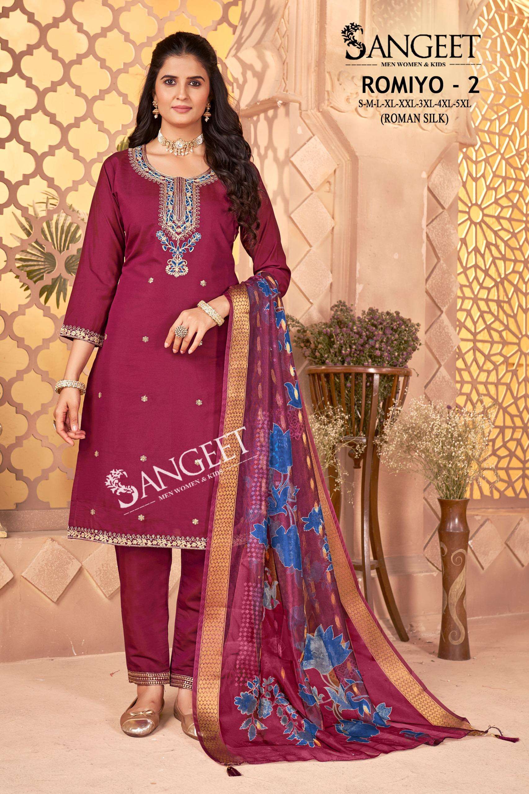 SANGEET ROMIYO VOL 2 SILK EMBROIDERIES WORK KURTI COMBO SET 