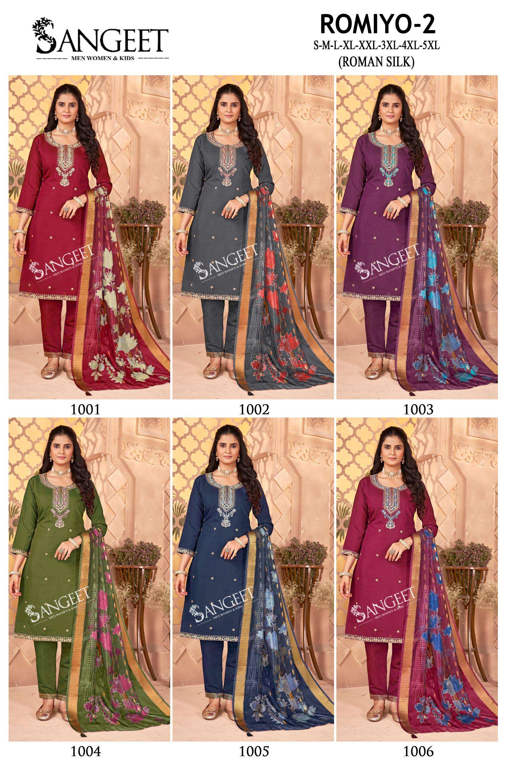 SANGEET ROMIYO VOL 2 SILK EMBROIDERIES WORK KURTI COMBO SET 