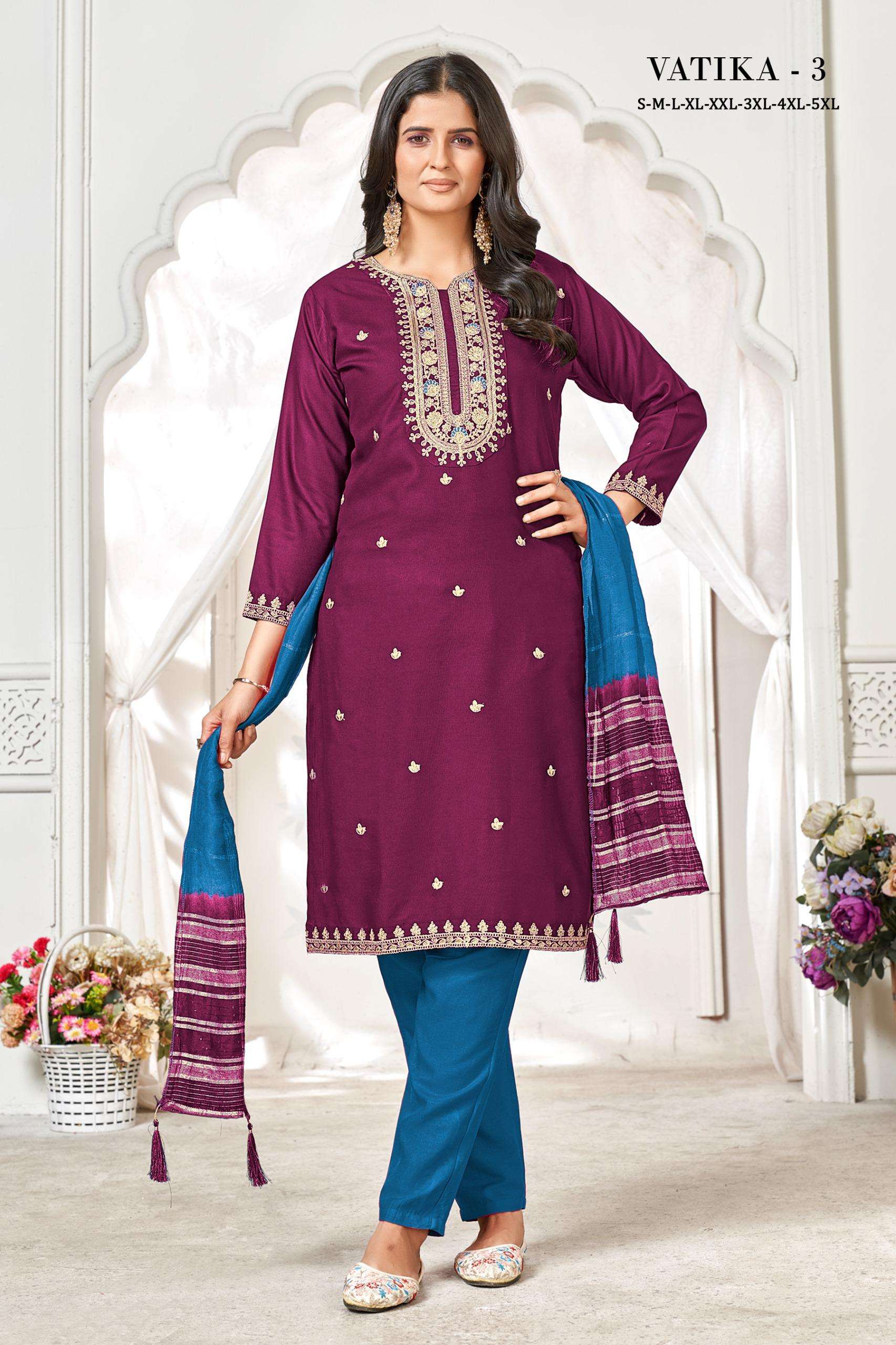 SANGEET VATIKA VOL 3 RAYON PRINT WITH FANCY WORKS LADIES KURTI COMBO SET 