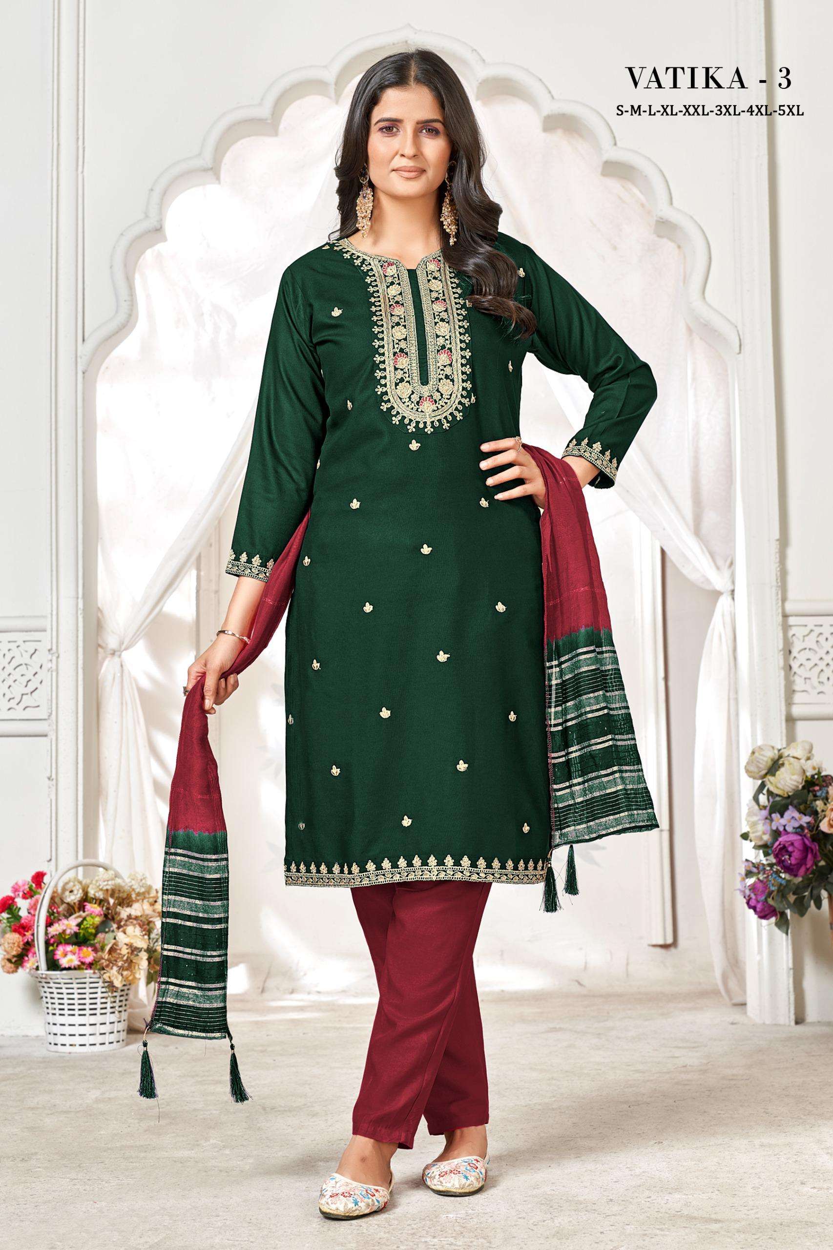 SANGEET VATIKA VOL 3 RAYON PRINT WITH FANCY WORKS LADIES KURTI COMBO SET 