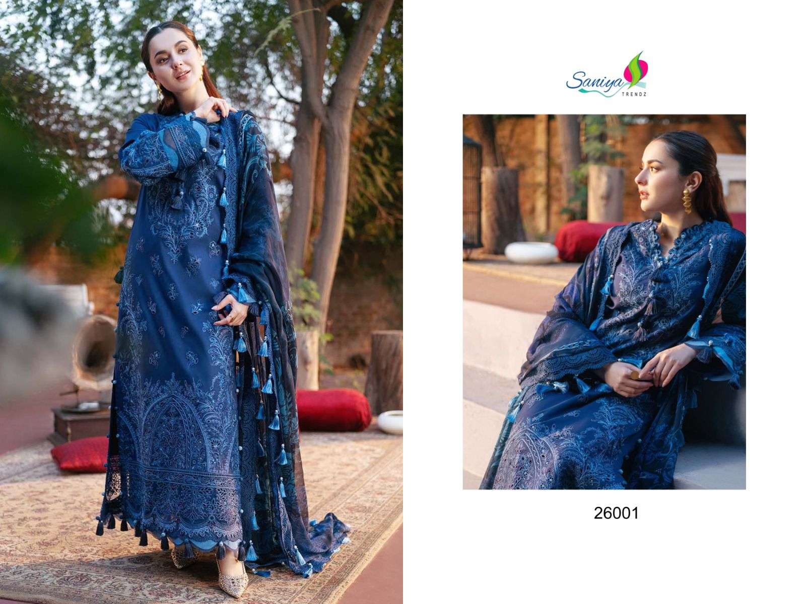 SANIYA TRENDZ OMBRE VOL 26 COTTON WITH CHIKANKARI EMBROIDERED PAKISTANI SUIT