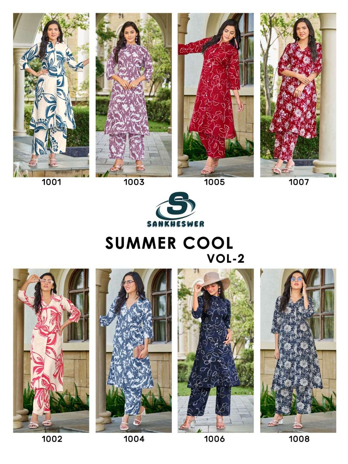 SANKHESWER IMPEX SUMMER COOL VOL 2 FANCY COLLAR PATTERN KURTI WITH BOTTOM PAIR 