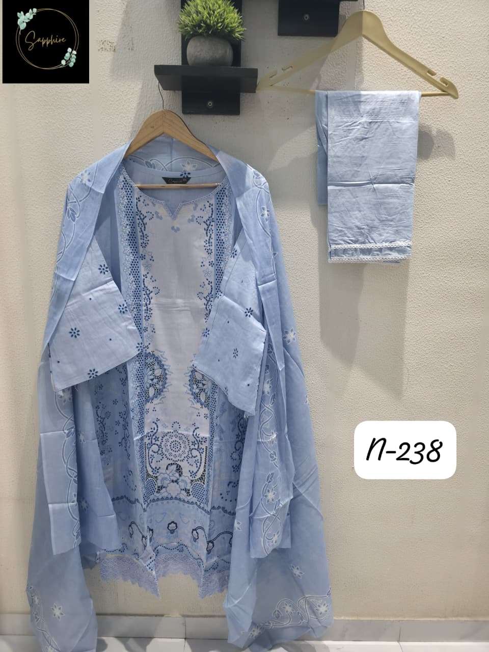 SAPPHIRE AGHA NOORAIN N 238 LAWN COTTON FANCY WORK READY MADE LADIES SUIT