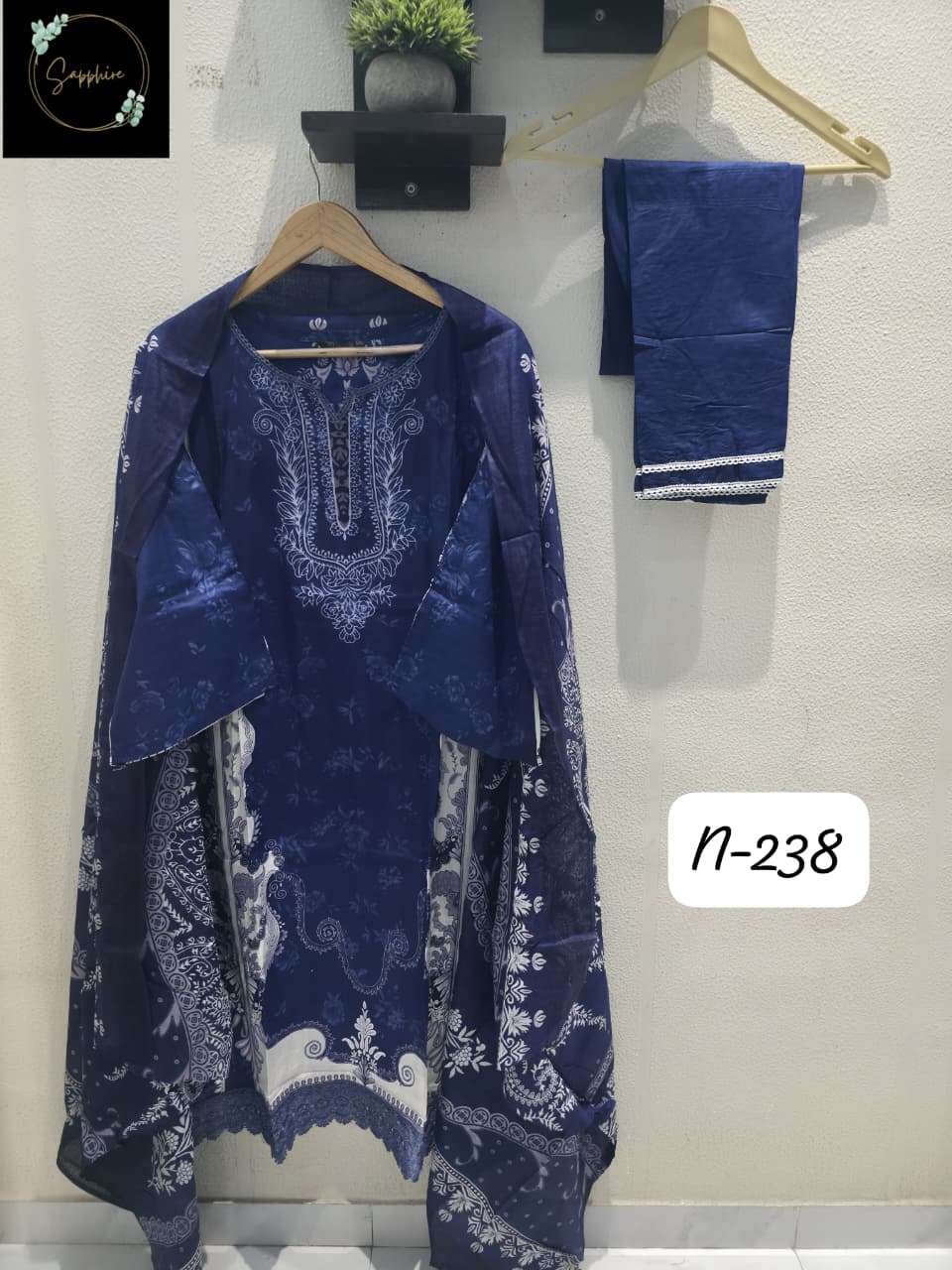 SAPPHIRE AGHA NOORAIN N 238 LAWN COTTON FANCY WORK READY MADE LADIES SUIT