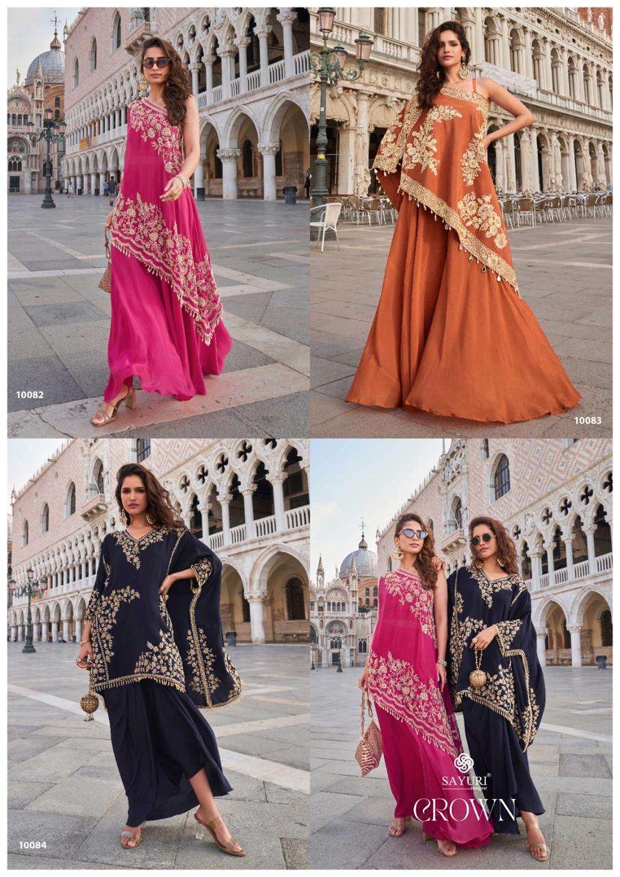 SAYURI DESIGNER CROWN HEAVY BEAUTIFUL DESIGNER LOOK STYLISH PARTY WEAR DRESS