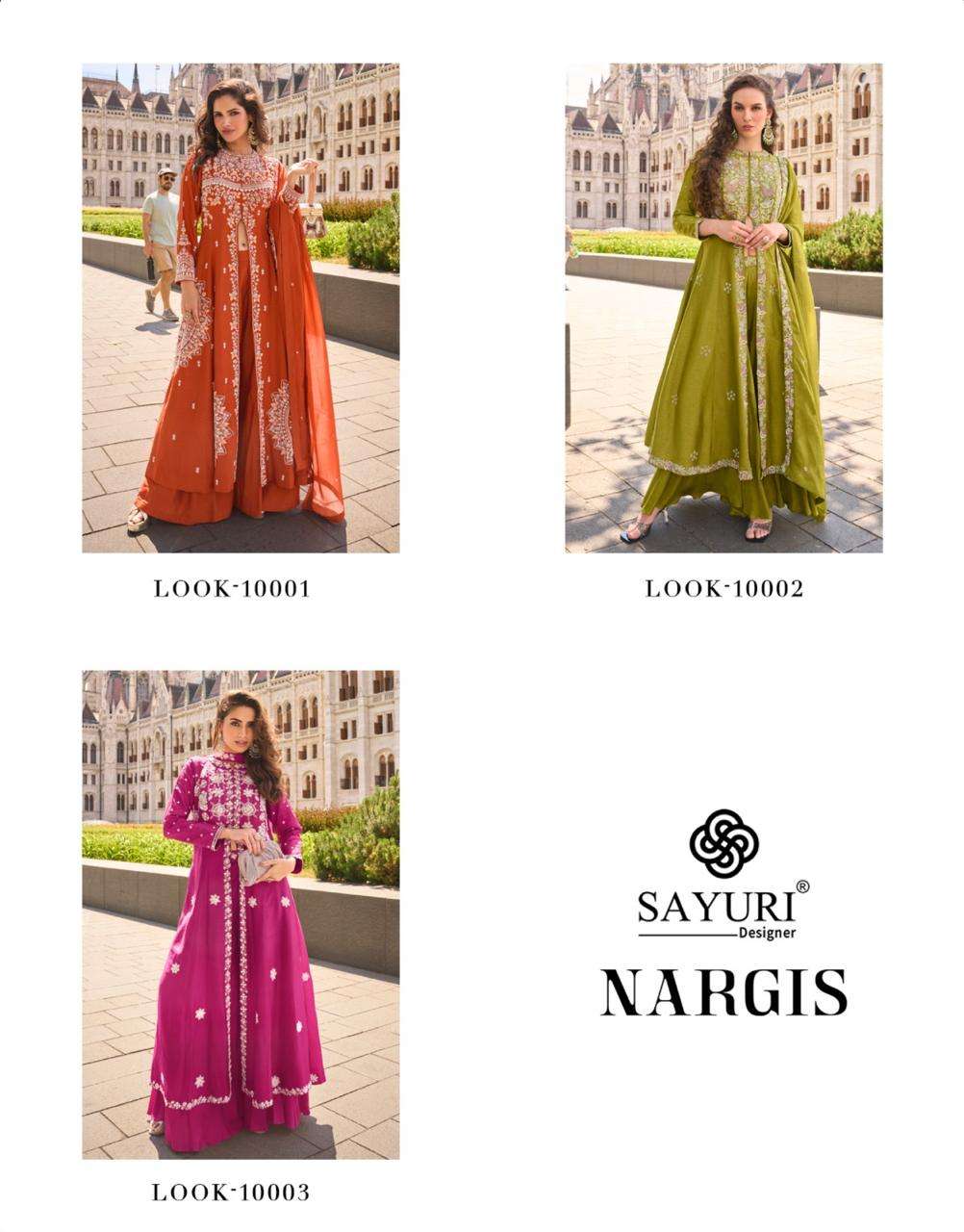 SAYURI DESIGNER NARGIS ORGANZA HEAVY EMBROIDERED DESIGNER PARTY WEAR SUIT