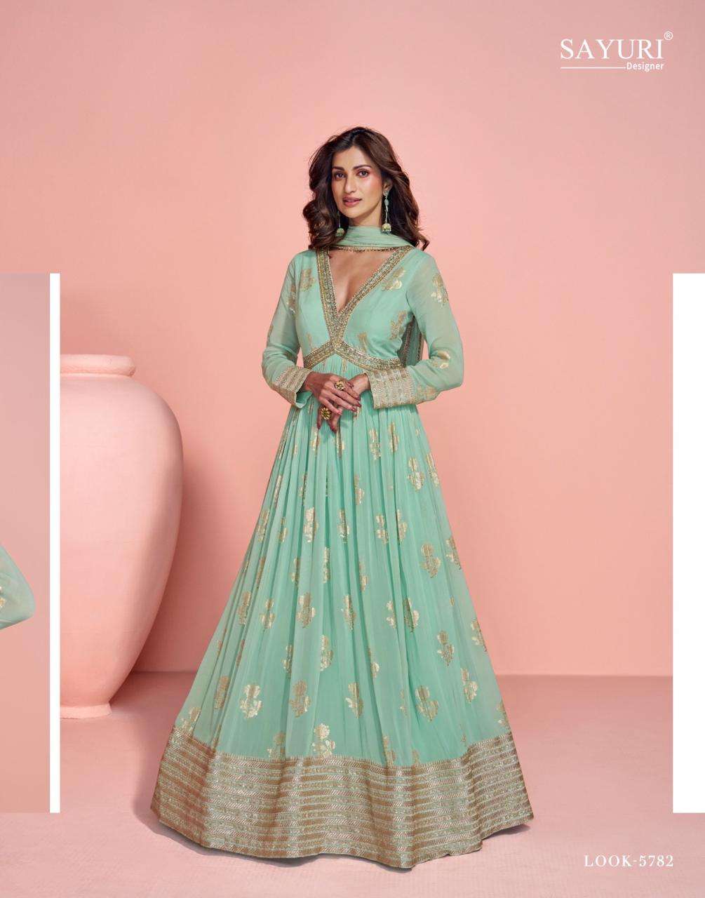 SAYURI DESIGNER SAHEEN JACQUARD SILK DESIGNER LONG ANARKALI AND GOWN DRESS