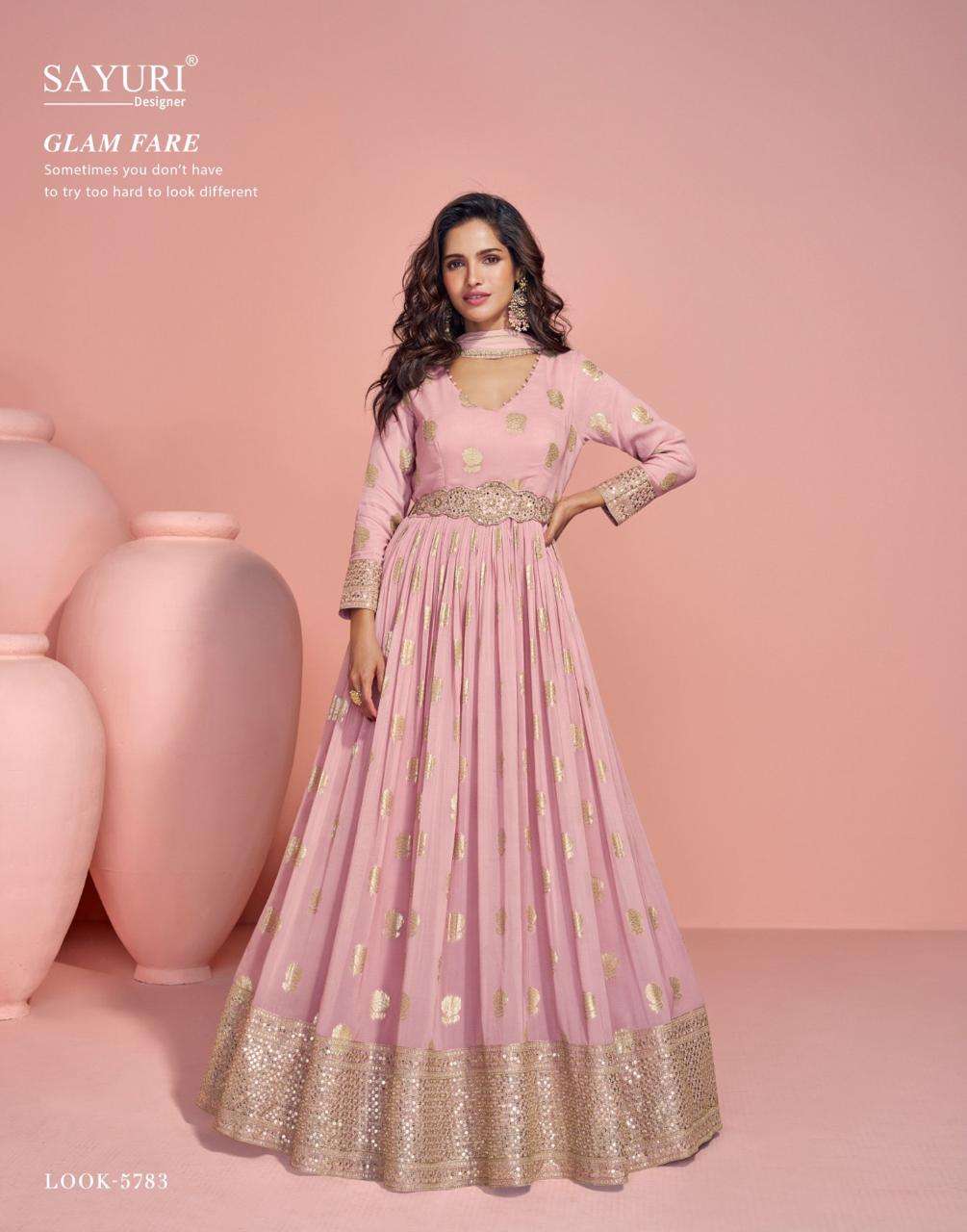 SAYURI DESIGNER SAHEEN JACQUARD SILK DESIGNER LONG ANARKALI AND GOWN DRESS