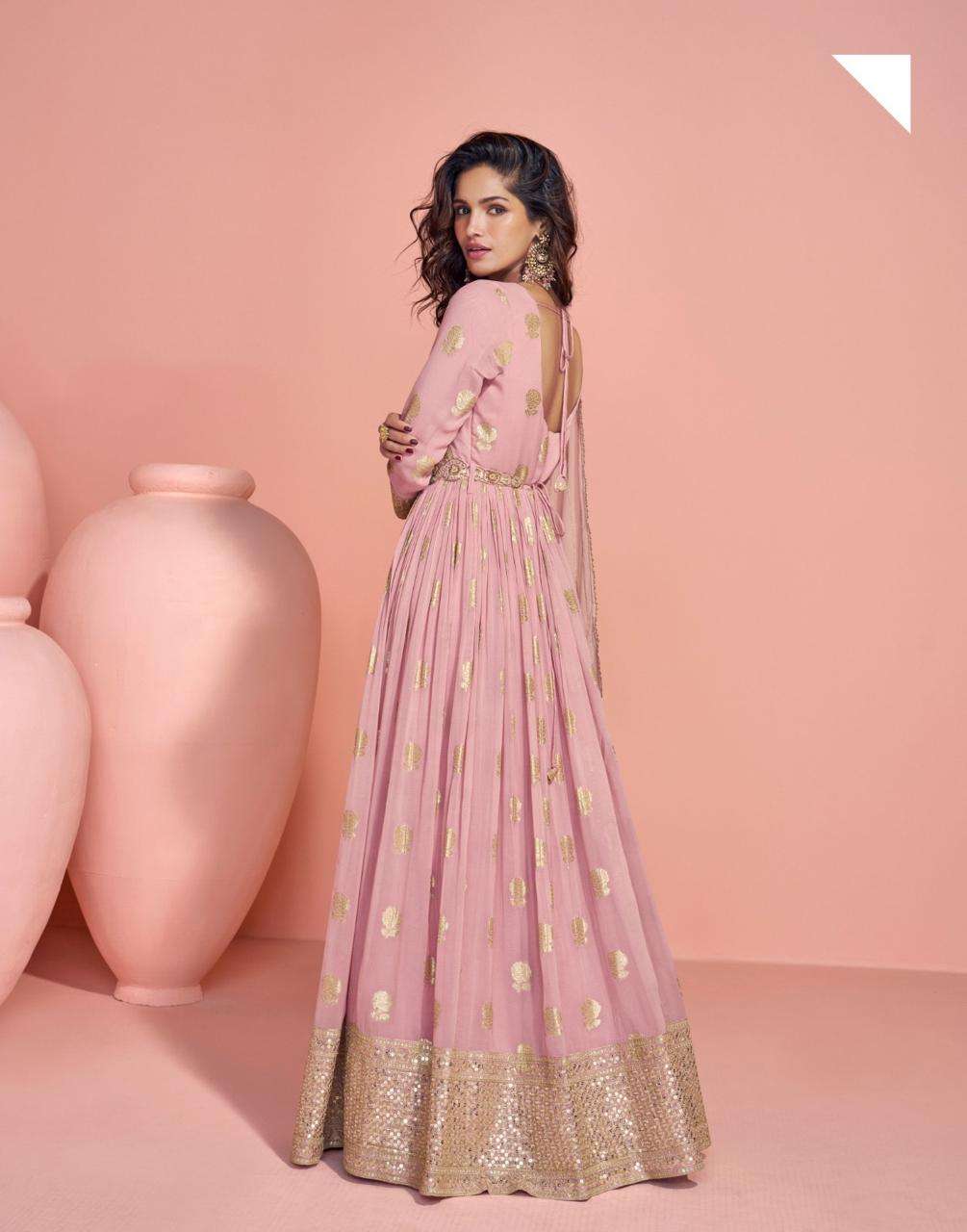 SAYURI DESIGNER SAHEEN JACQUARD SILK DESIGNER LONG ANARKALI AND GOWN DRESS
