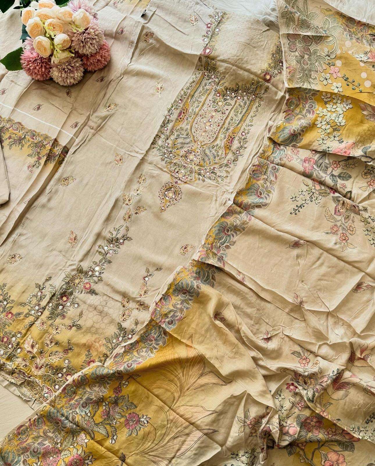 SHREE FABS KT 137 VISCOSE DIGITAL PRINT WITH HAND WORK DESIGNER SUIT  